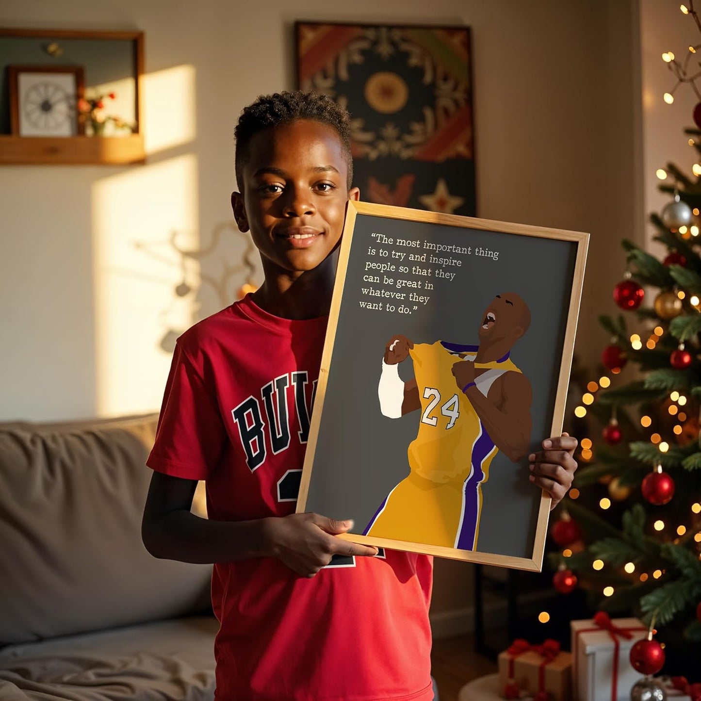 LOLUIS Motivational Basketball Superstar Hand-Drawn Artwork Sport Quote Wall Art Decorations (Unframed 16"x20", Basketball Player 1)