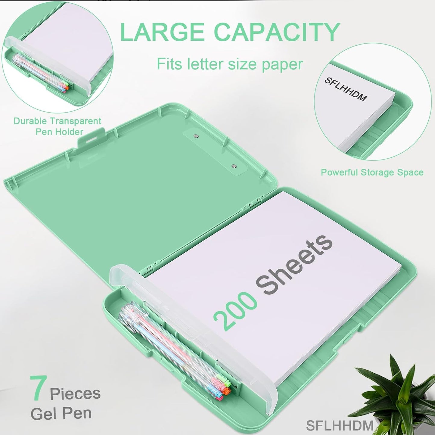 Clipboard with Storage,Storage Clipboard with Pen Holder, A4 Binder Clip Boards 8.5x11 with Low Profile Clip,Side Opening Nursing Clipboards, Clipboards Folder for Office Supplies-Grassy Green