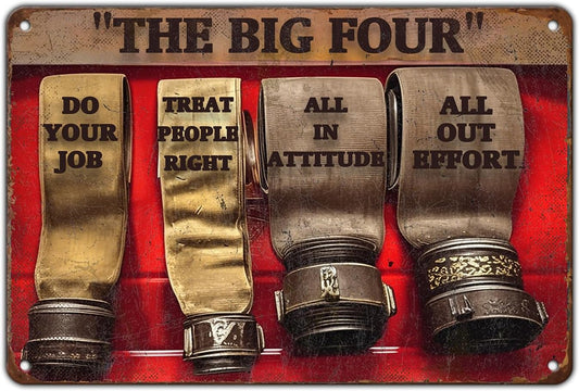 The Big Four Firefighter Do Your Job Firefighter Metal Tin Sign 8x12 Inch Retro Firefighter Metal Poster Plaque Fun Firefighter Tin Sign Home Kitchen Garden Bar Coffee Man Cave Wall Decor