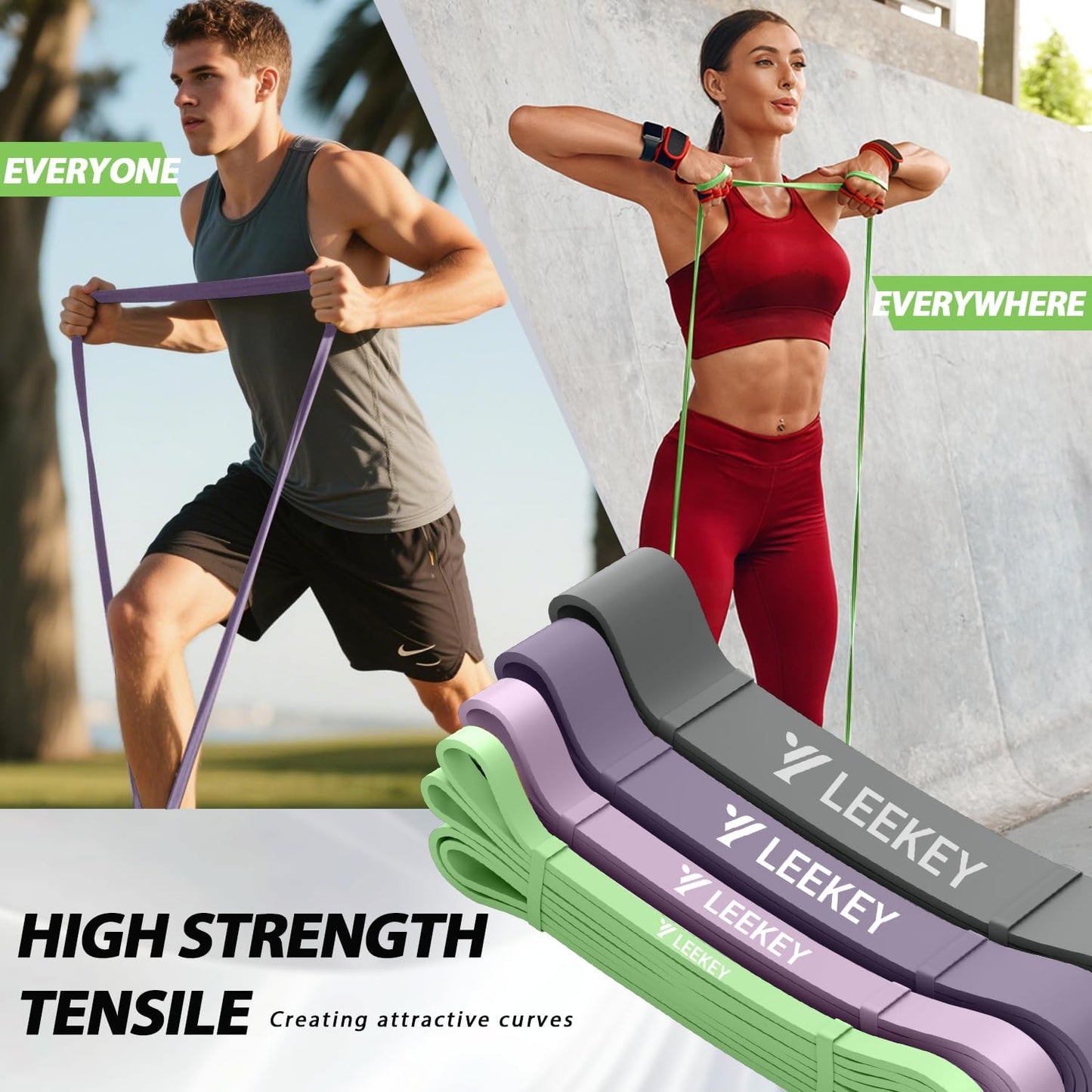 LEEKEY Resistance Bands, Exercise Bands with Handles,Pull Up Assist Bands - Band Set with Door Anchor - Bands for Working Out,Band for Men and Women Fitness Training,Home Workouts