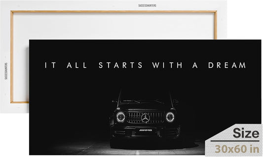 Motivational Wall Art for Office, Super Car Art Canvas, Inspirational Automotive Decor for Mercedes Benz G Class Sportscar Lovers, Motivational Wall Decor for Office and Home Car Poster (30" x 60" in)