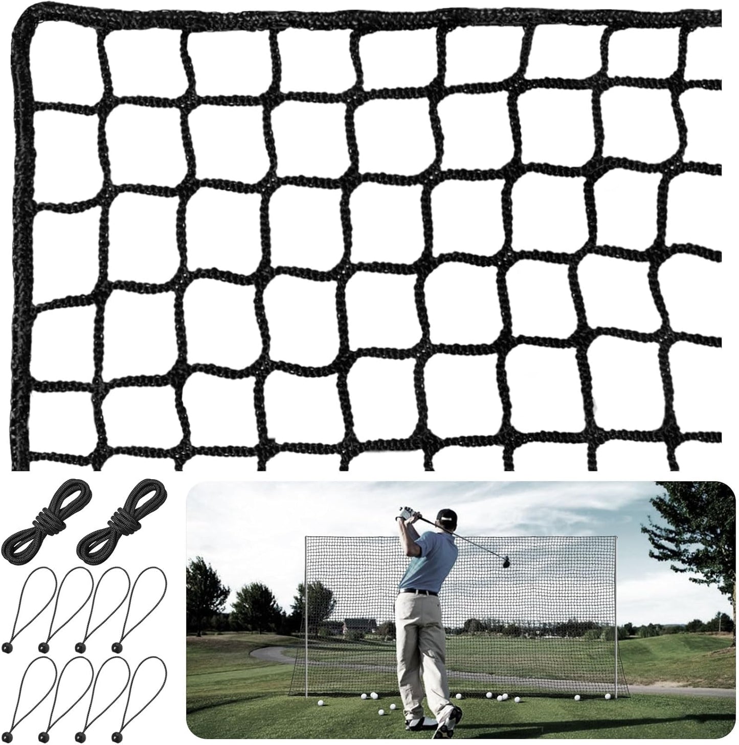Golf Practice Net,Heavy Duty Nylon Golf Hitting Net,Golf Net Outdoor Indoor with Wire Hanging Kit,Golf Nets for Backyard Driving，Golf,Baseball, Hockey, Soccer（10/15/20/25/30ft