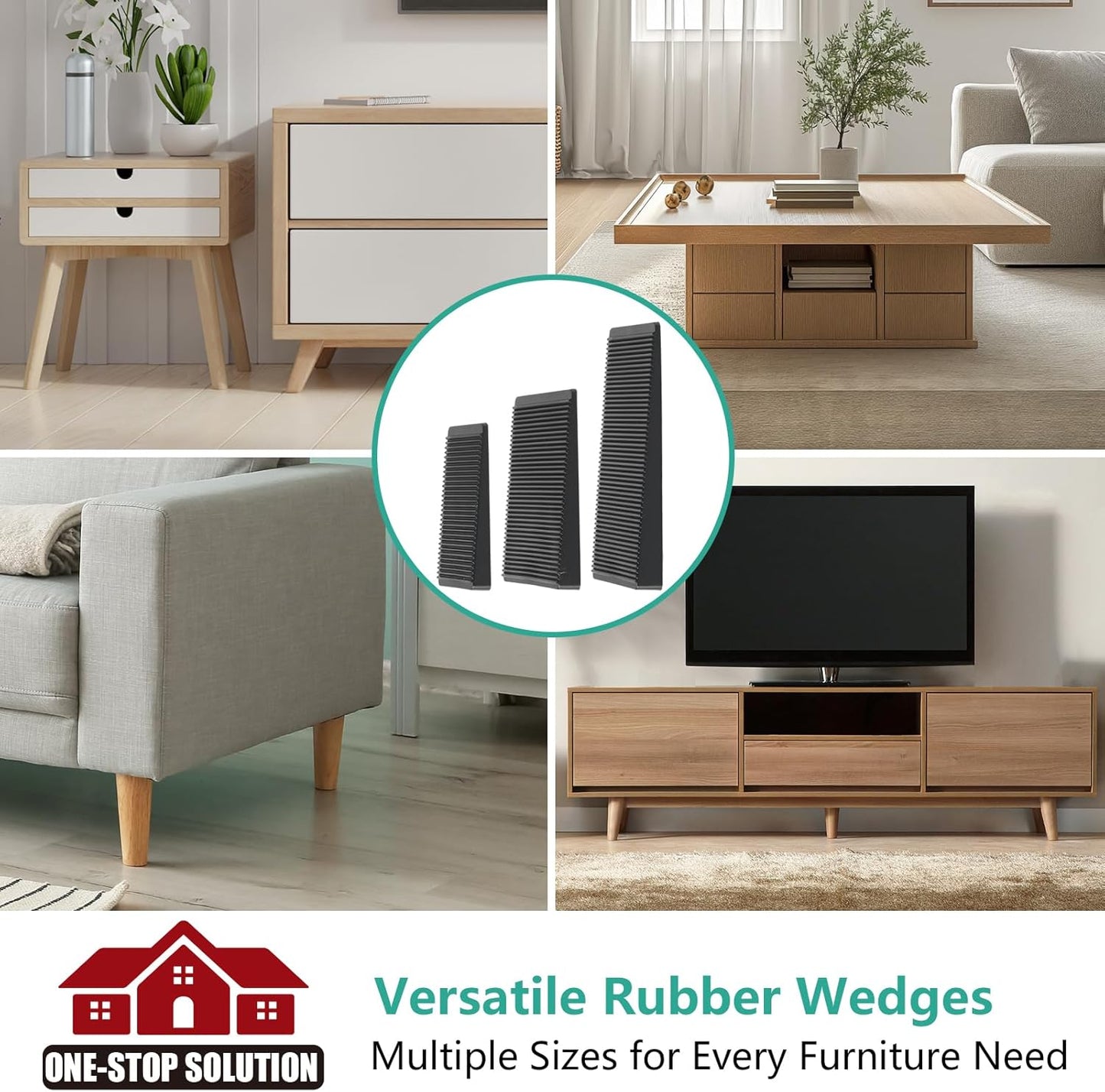 Furniture Leveler 24pcs Kit Size Variety | Multi-Purpose Rubber Shim for Leveling Feet Stable | Anti-Wobble Pad for Uneven Table, Dresser Leg, Toliet and More Furniture | Prevent from Wobbling