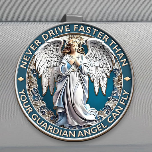 Jesuspirit Personalized Car Visor Clip – Guardian Angel Visor Clip, Our Lady of Guadalupe, Christian Car Accessories, New Driver & Religious Gifts (Never Drive Faster Than Your Guardian Angel)