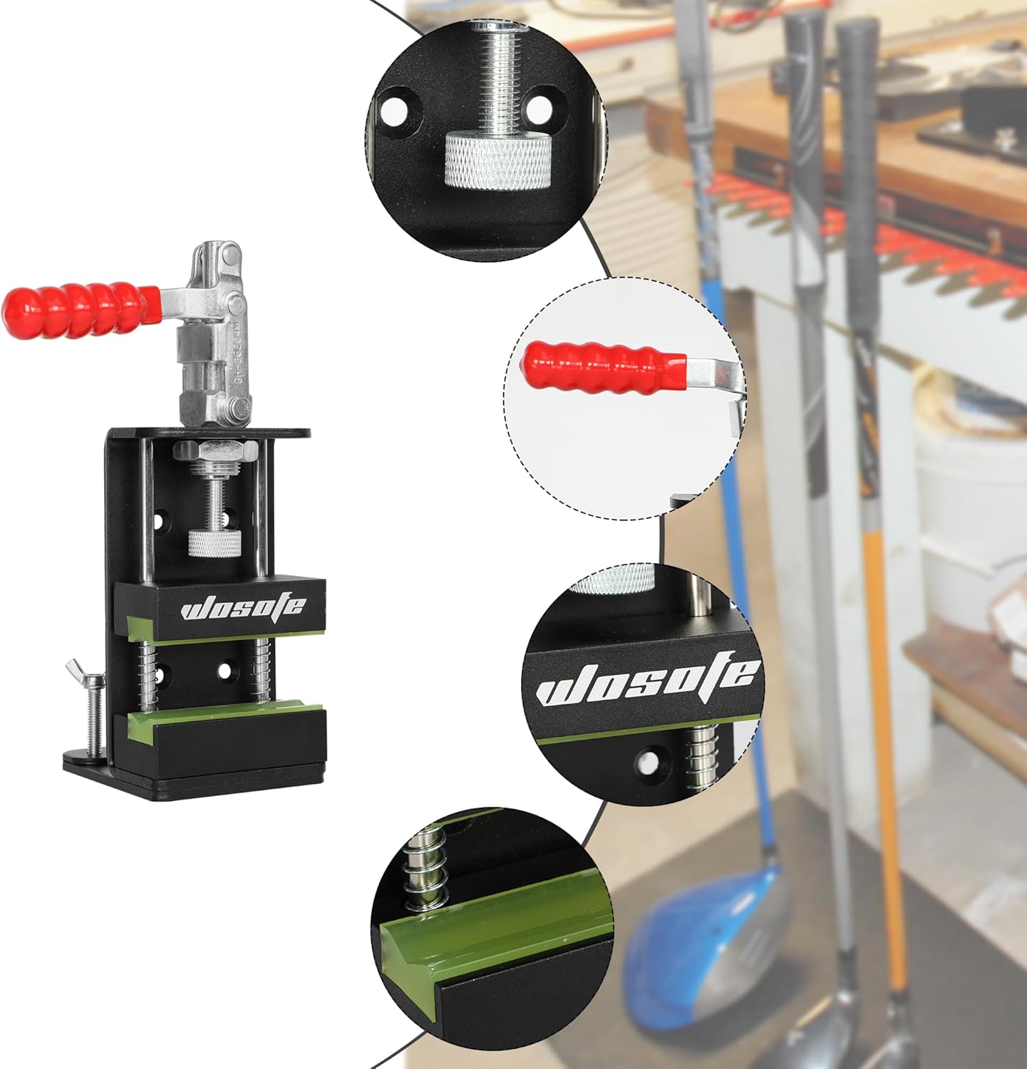 Golf Club Regrip Vise Tool, Professional Golf Grip Kit With Hook Knife And Grip Tapes, 17 Iron Club Ferrules, Golf Club Regripping Kit, Quick Shaft Clamp, Easy To Install, Simple To Operate, Golfer