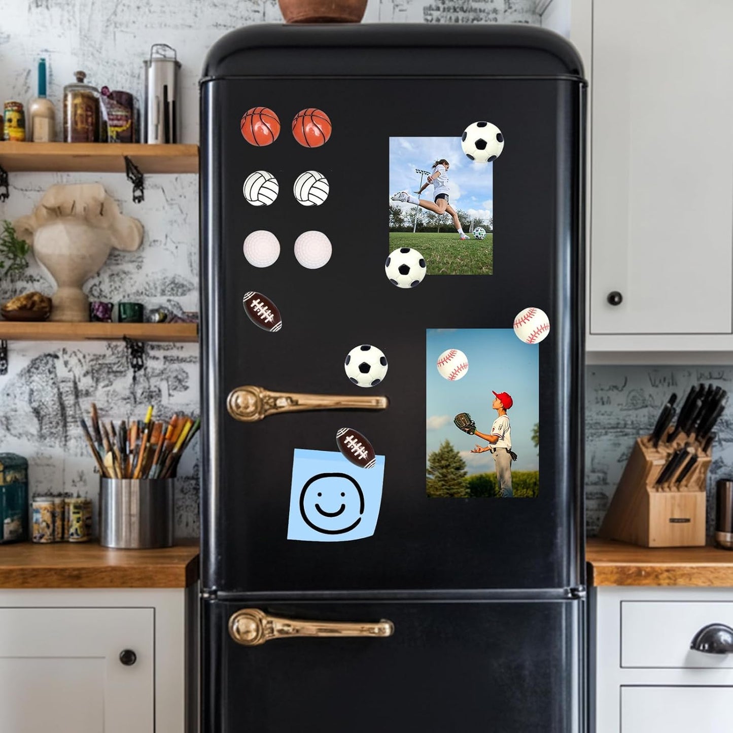 12 Pack 3D Sports Ball Refrigerator Magnets – Strong Decorative Round Magnets for Kitchen Fridge, Whiteboard, Cabinets, Locker & Dishwasher