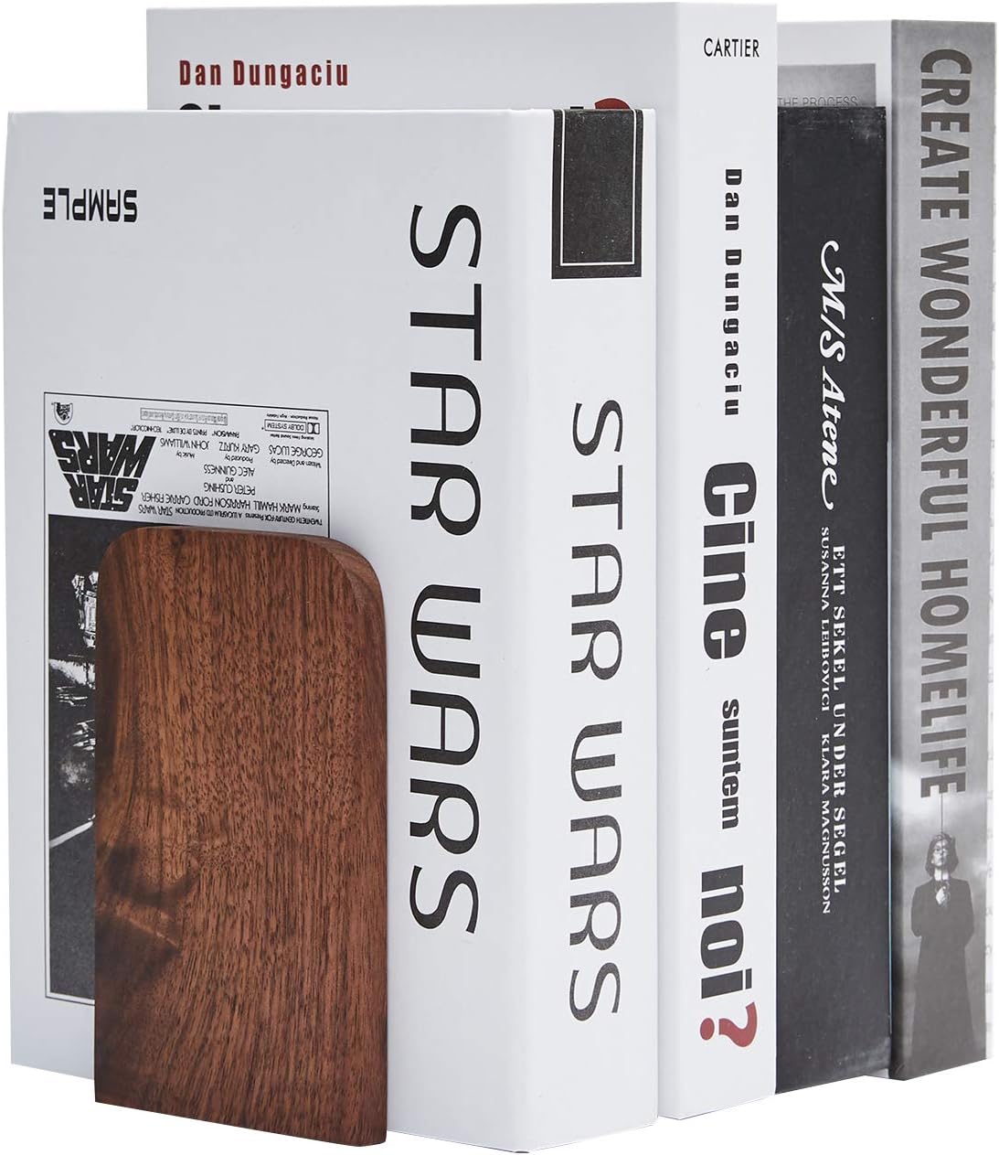 Pandapark Wood,Non-Skid Bookend for Shelves,Heavy Duty,Book Stand for CDs,1 Pair