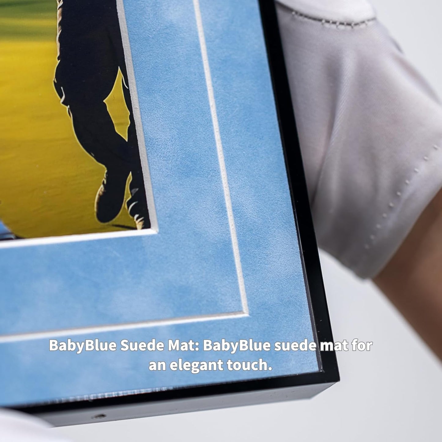 One-Shot Victory Golf Ball Display Frame – Acrylic Case with External Ball Mount, Custom Photo & Nameplate, Babyblue Suede Mat, Elegant Golf Keepsake Gift