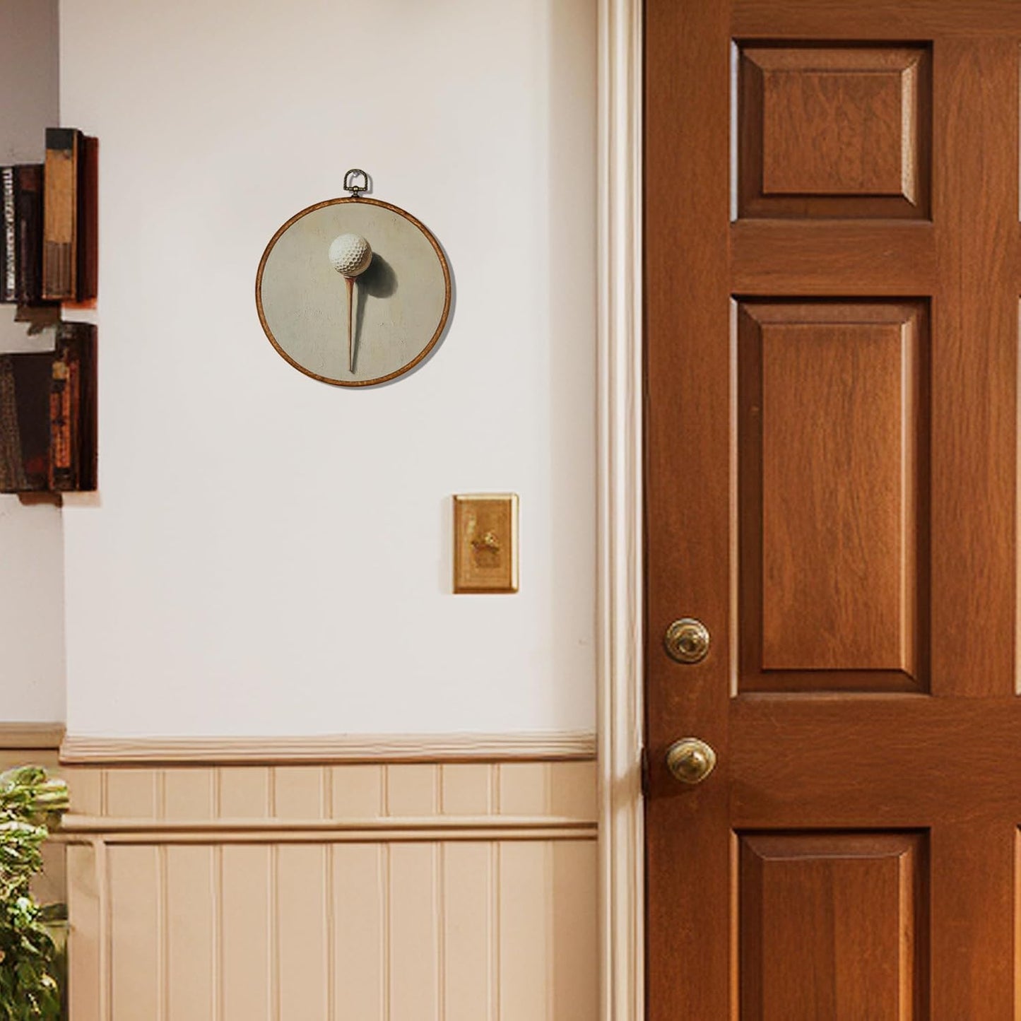 KSDUT Vintage Golf Wall Art Decor - Retro Sports Trendy Wall Art Canvas Frame Hanging Prints, Nursery Sports Gallery Round Wall Art Decor for Boys Room Home Decorations 10"x10"