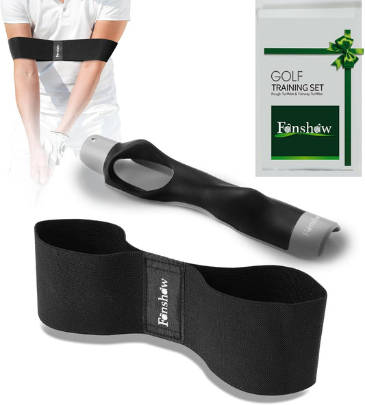 Fanshaw Golf Grip Trainer with Arm Band, 2-in-1 Golf Swing Training Aid for Correct Grip & Arm Positioning,Fixes Grip Posture & Locks Elbow for Consistent Shots,Men & Women Golf Accessories