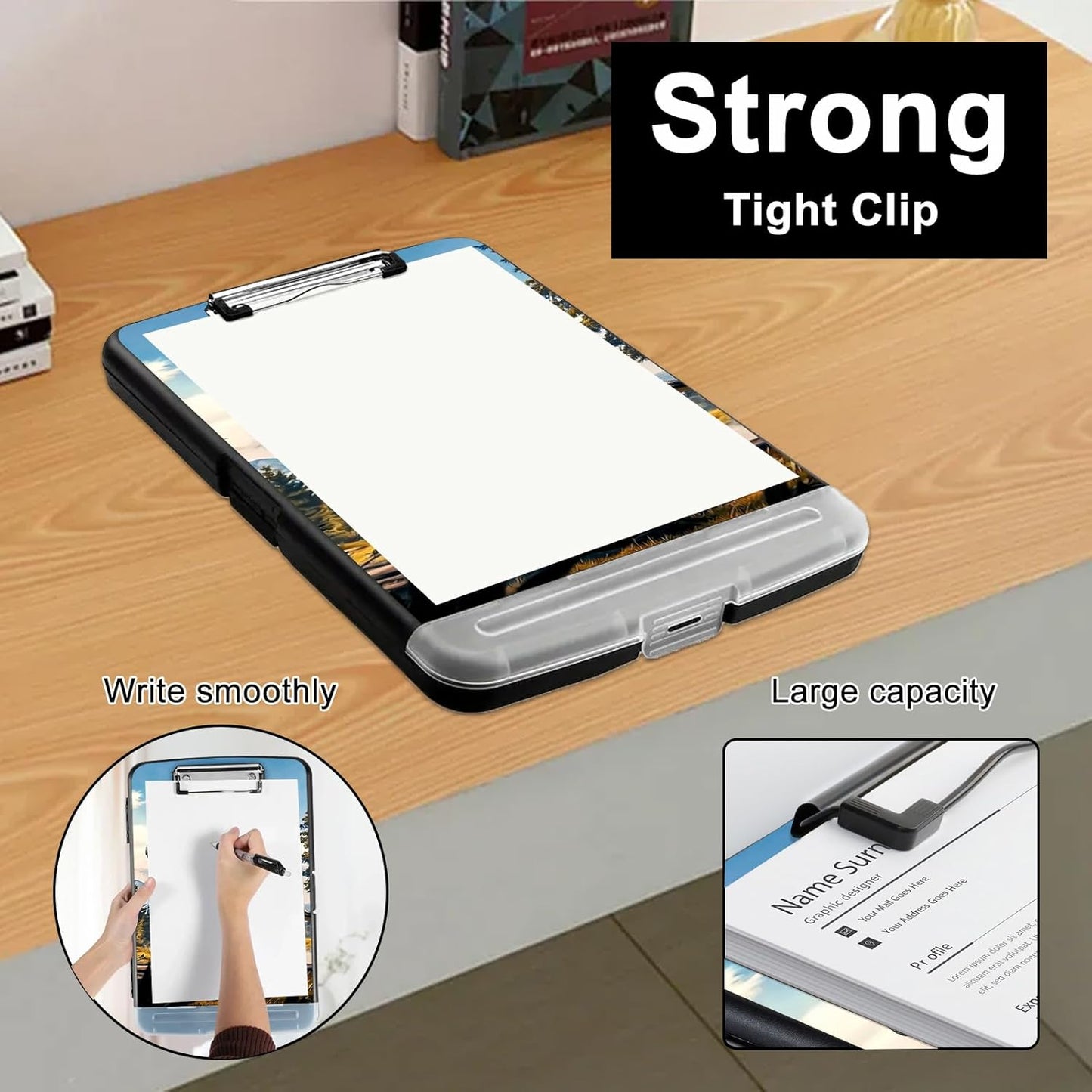 Clipboard with Storage - Large Capacity,Nursing Clipboard with Pen Holder,Heavy Duty,Plastic Side-Opening Folder for Teacher,Nurse - Roaring Dinosaur