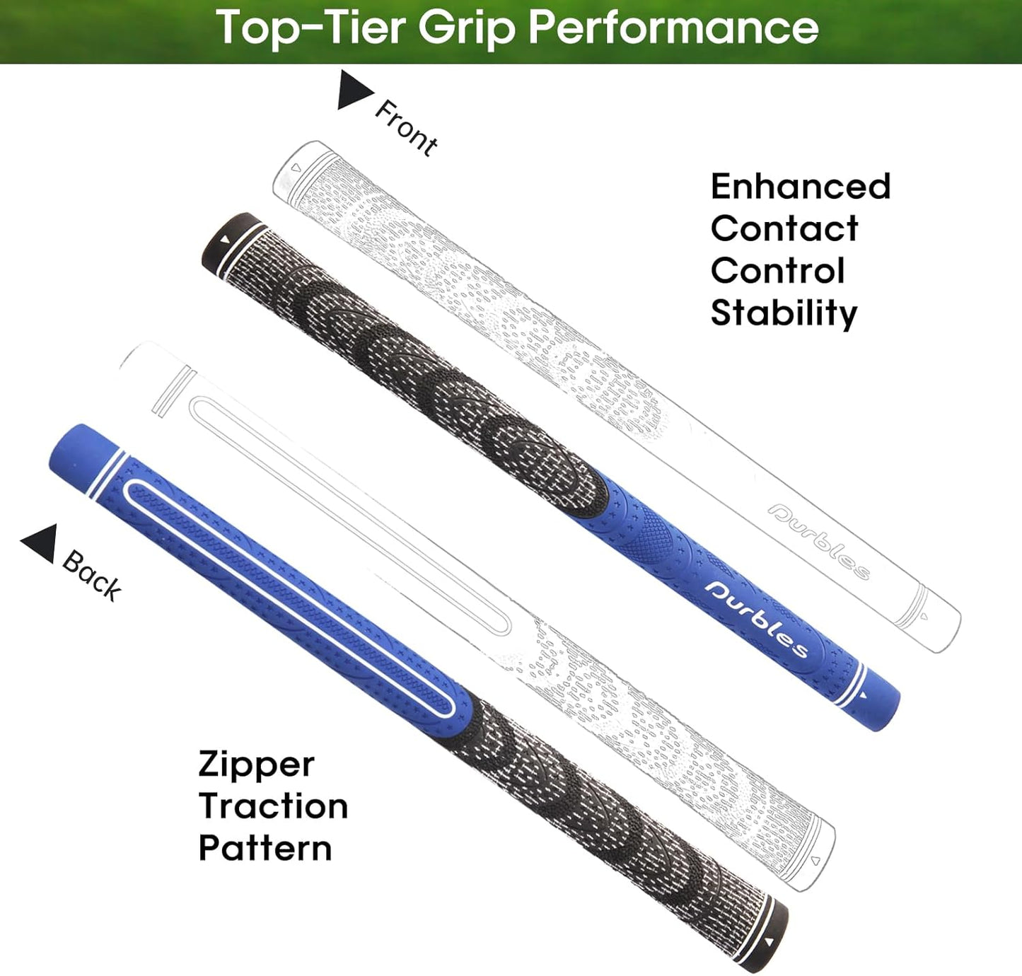Golf Grips with Regripping Kit – All Weather Multi-Compound Golf Club Grips for Men & Women – Corded Rubber Grip Set – Standard & Midsize Wood and Iron Grip Kit – All Level Golfing Accessories