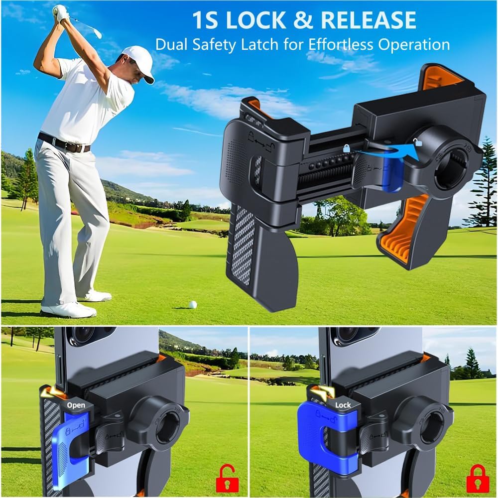 Magnetic Golf Cart Phone Holder: Powerful N52 Magnet Base, Tool-Free Install & 360° Rotatable, Universal Fits EZGO/ Club Car/ Yamaha - Must-Have Golf Accessories for iPhone, Samsung & All Smartphones