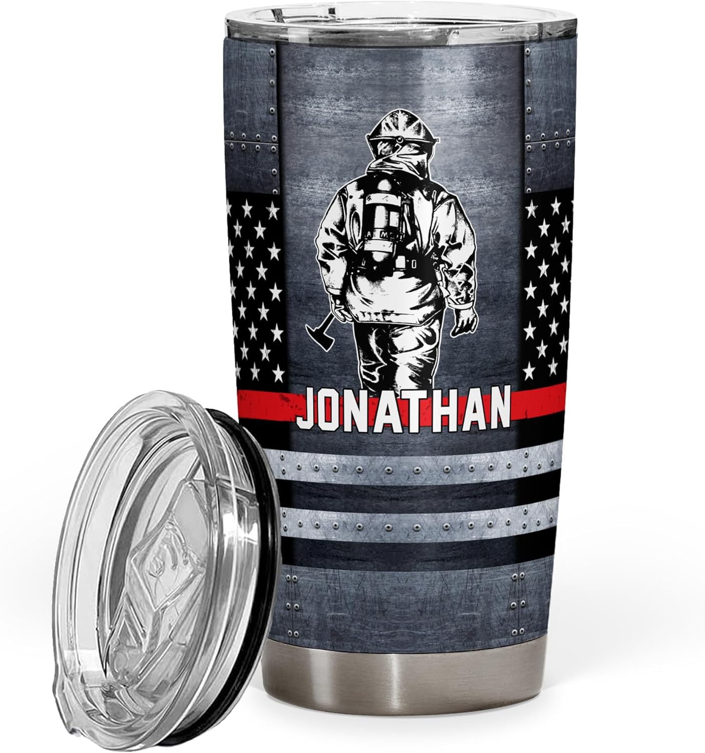 Firefighter, Fireman Gifts - Thin Red Line Redline Fire Department American Flag Coffee Tumbler - Gifts For Firefighters
