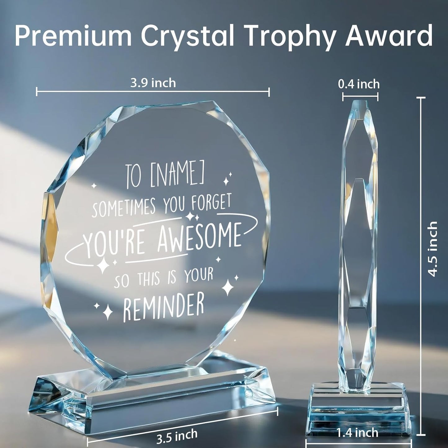 Custom Crystal Awards and Trophies – Personalized Engraved Glass Plaques for Employee Recognition, Appreciation, Farewell, Retirement, Coworker Gifts, Sports Achievements