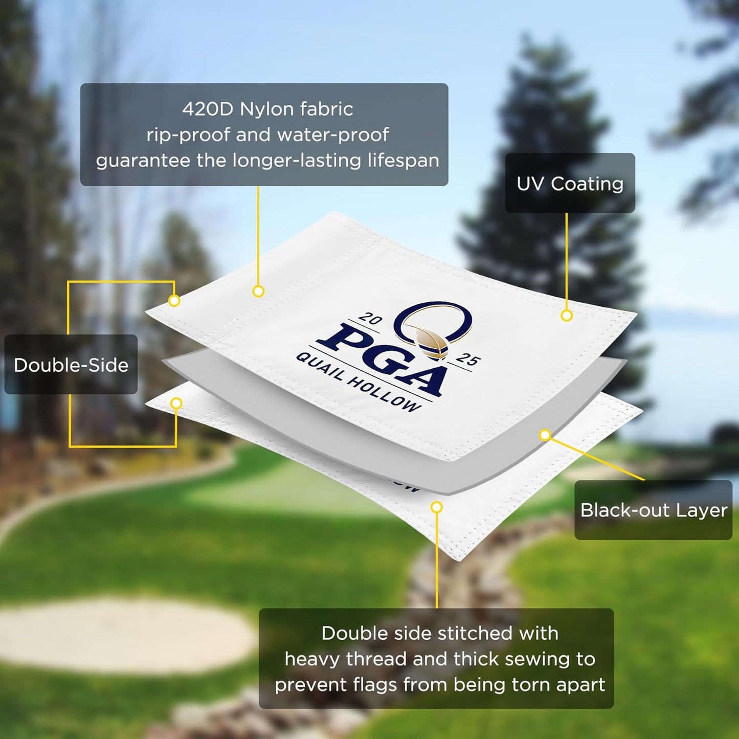 2025 Themed Mini Golf Flag, 8x6 Inch, Double-Sided Silk-Printed, Durable 420D Nylon, Ideal for Backyard Practice Putting Green