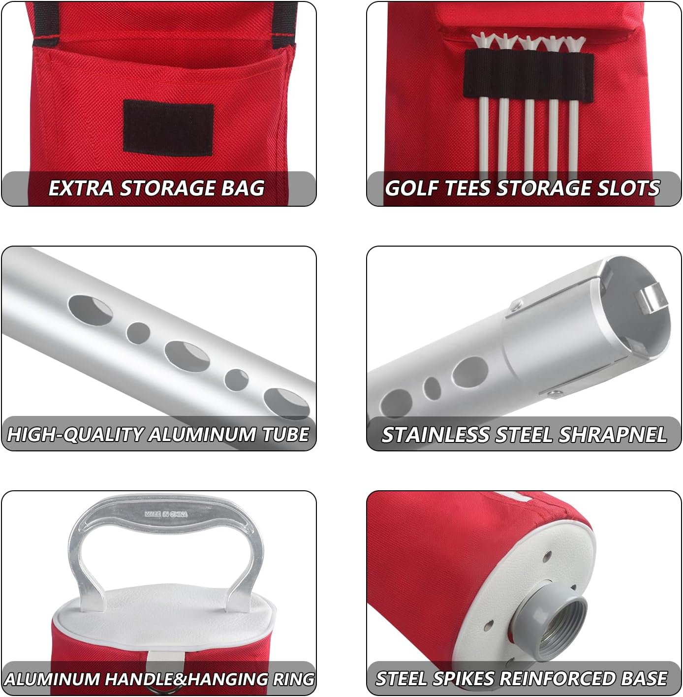 HOW TRUE Golf Ball Shag Bag with Aluminum Handle and Frame | Shag Bag for Golf Balls Golf Ball Retriever | Hold up to 70 Balls