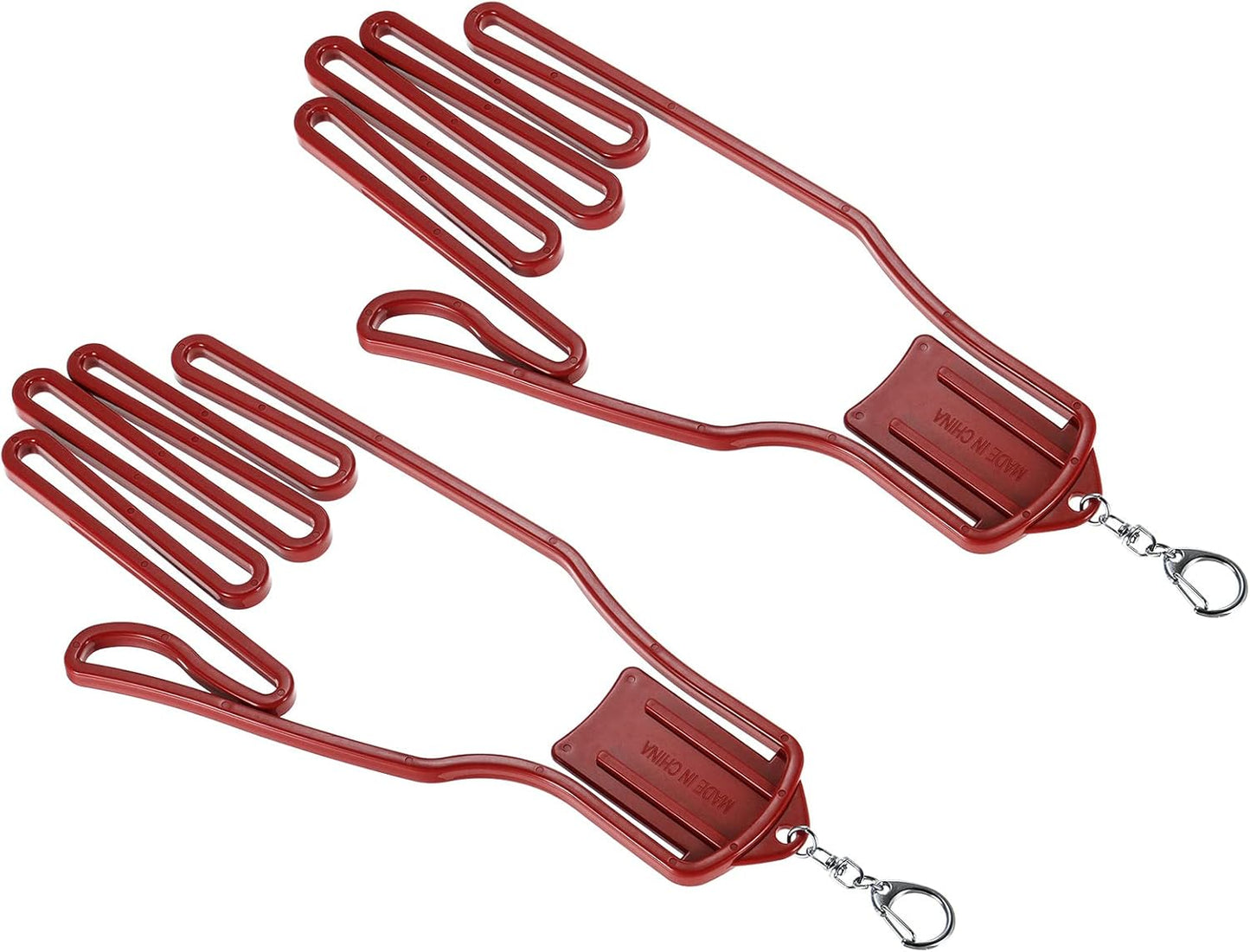 PATIKIL Golf Gloves Stretcher, 2 Pack Plastic Keeper Support Rack Holder Dryer Hanger Frame with Keychain Hook for Sports Gloves Maintenance, Red L Size