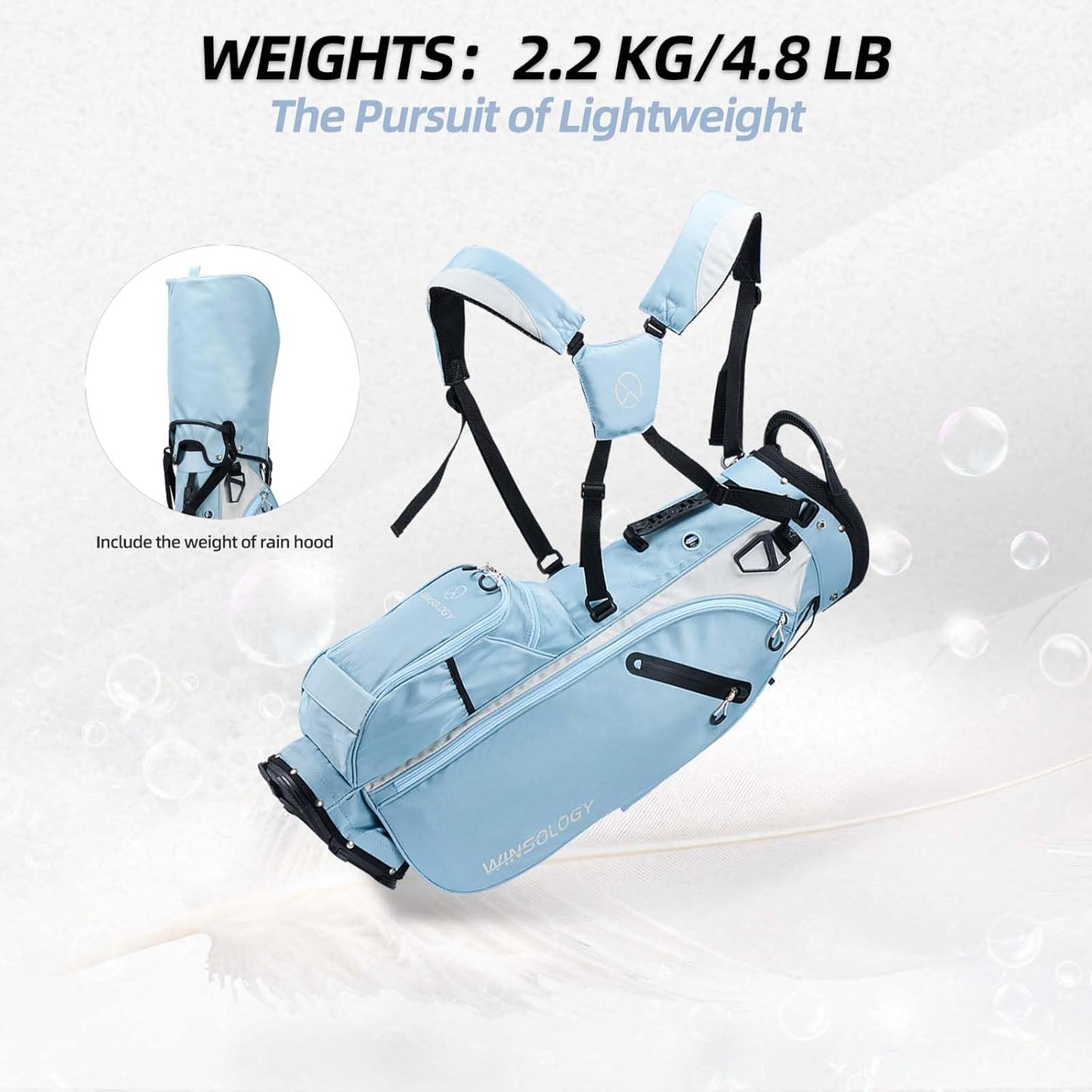 Lightweight Golf Stand Bag with 4 Way Top Dividers for Men and Women, Only 4.2 Pounds, 8 Storage Pockets Including Cooler, Double Shoulder Straps, Womens Golf Club Bag