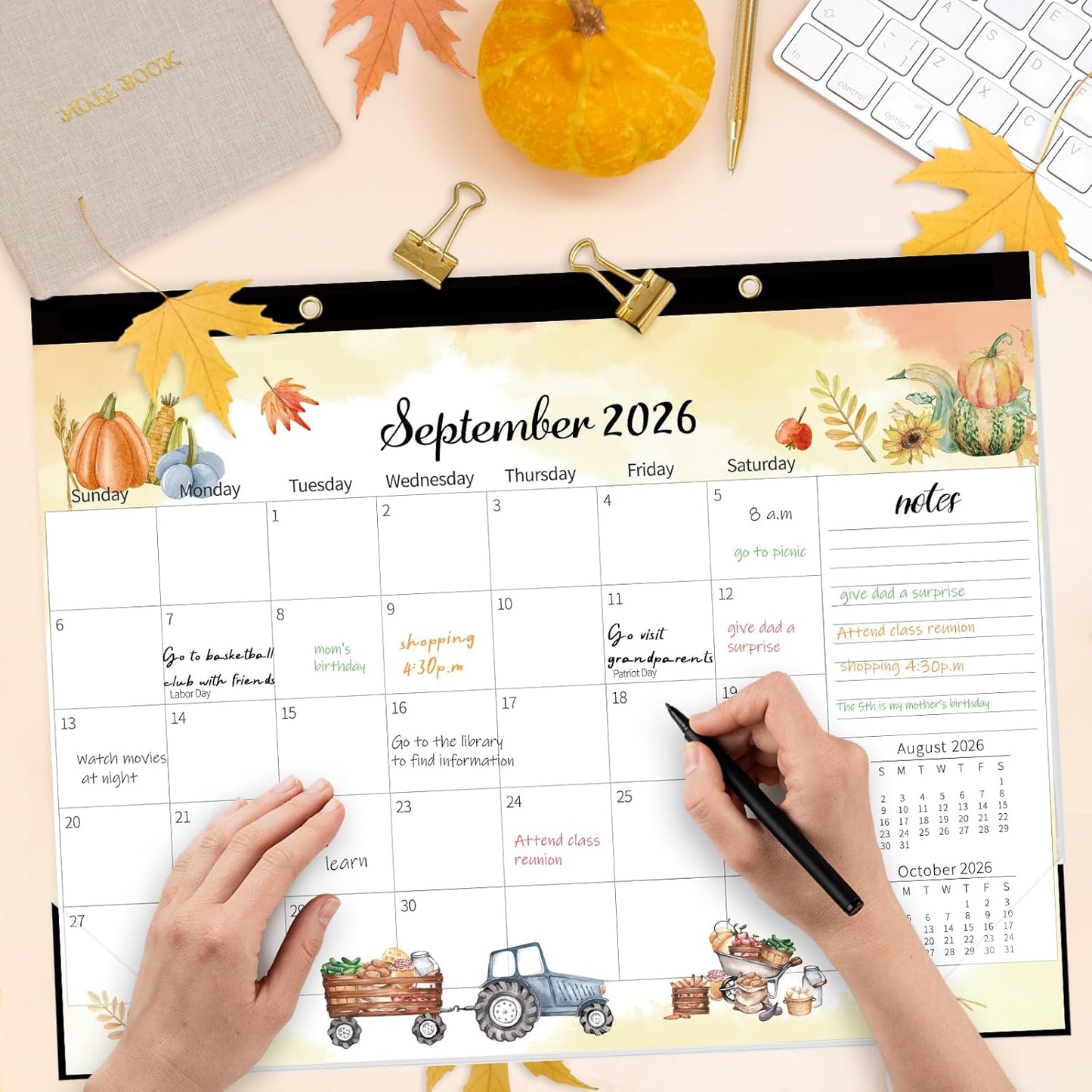 GuassLee Monthly Desk Calendar 2026-2027 - 18 Months 17" x 11.5" Calendar from Jan. 2026 to Jun. 2027, Monthly Planner with Watercolor Design Corner Protectors for Office School Home Organizing