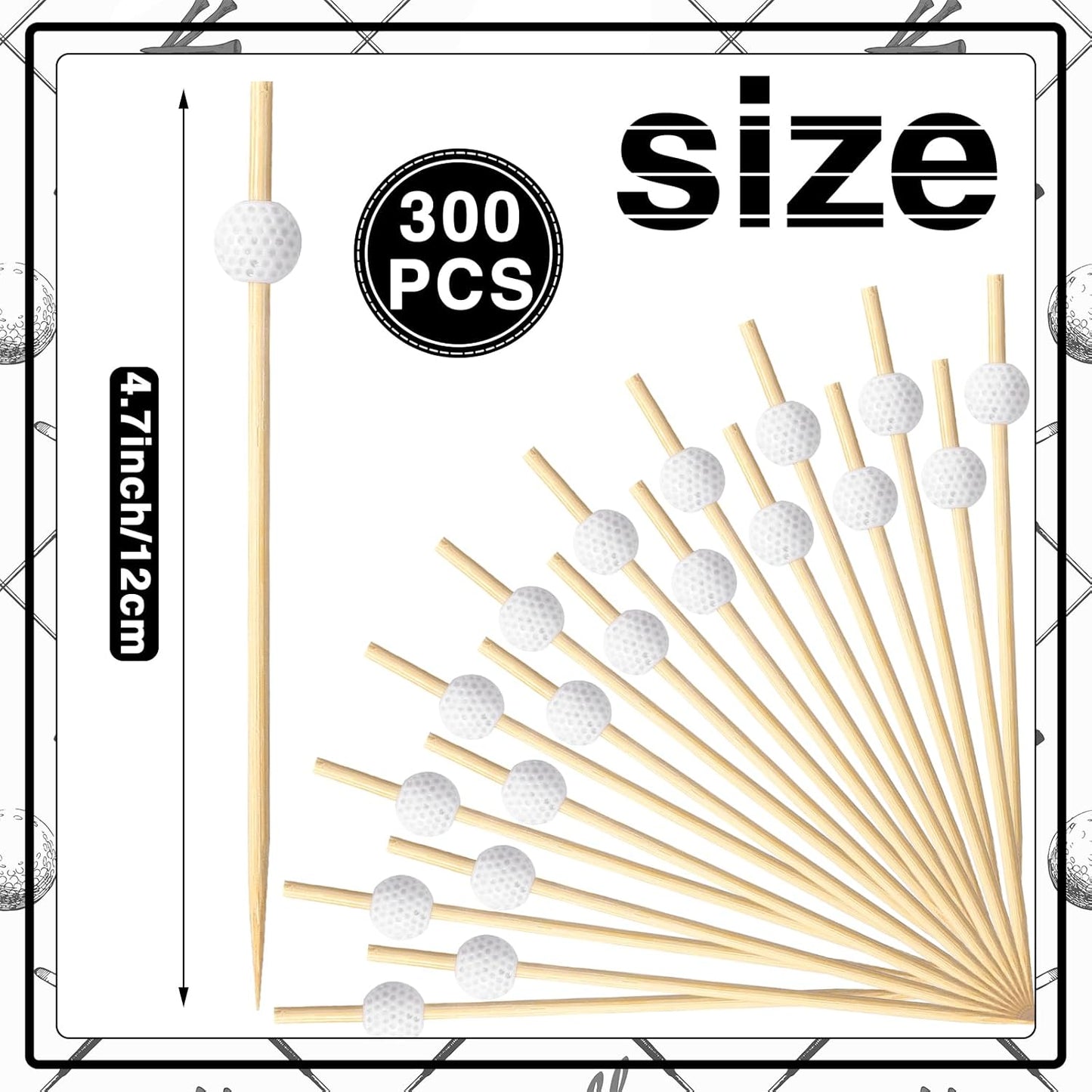 Layhit 150 Pcs Golf Cocktail Picks Party Decoration Fruit Golf Flag Tee Toothpicks Kabob Skewers Ball Sticks Food Picks Bamboo Appetizer Toothpicks Bamboo Cocktail Garnish for Party Supplies