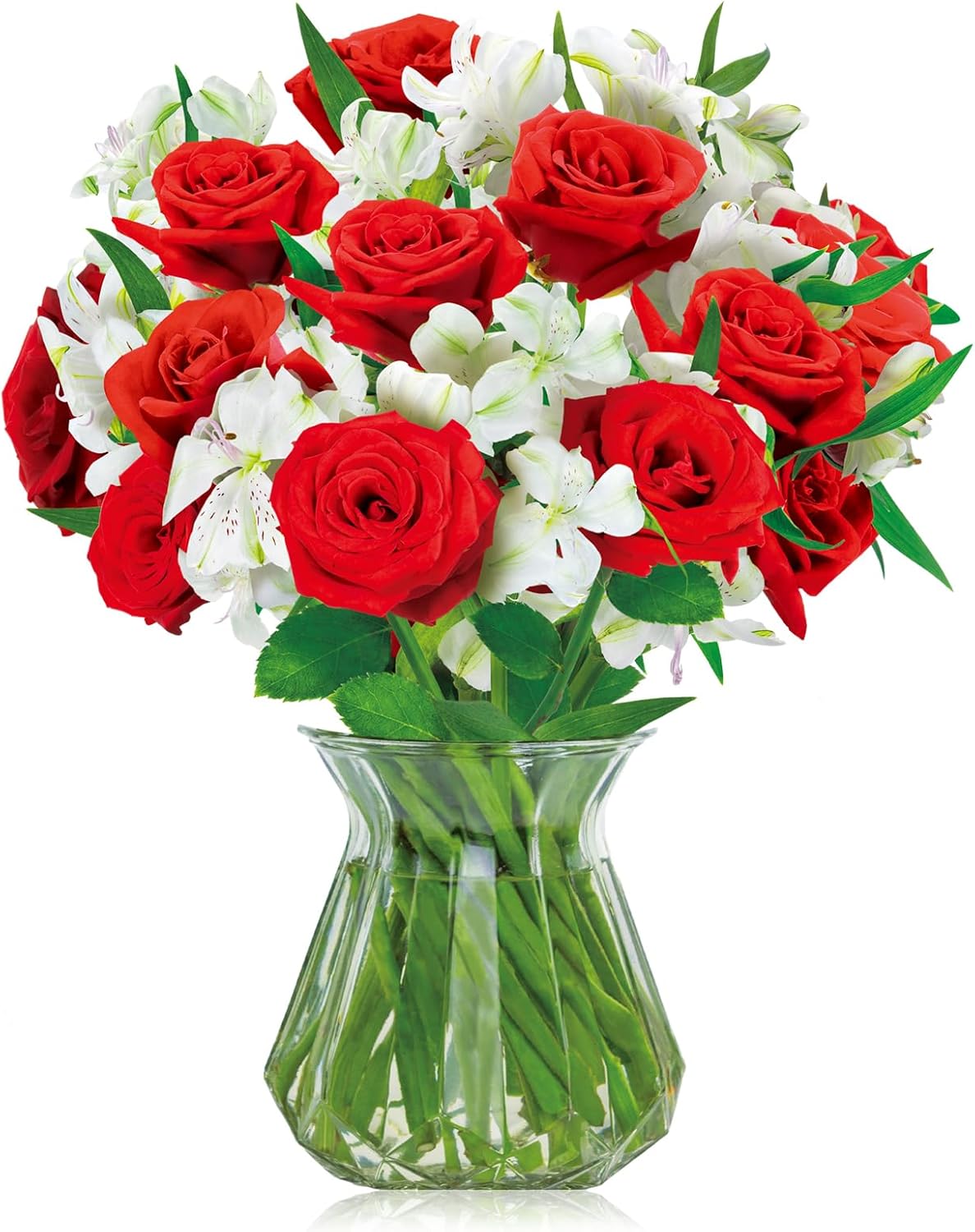 Pop Up Flower Card, 3D Greeting Card – Red Rose & White Lily Mix – For Wife, Girlfriend – Perfect for Love, Anniversary, Valentine’s