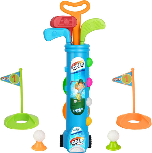 Liberry Kids Golf Clubs Set, Golf Toy with 1 Golf Cart, 3 Golf Clubs, 2 Practice Holes, 2 Golf Tees & 6 Balls, Indoor Outdoor Sports Toy Gift for Boys Girls Ages 1 2 3 4 5