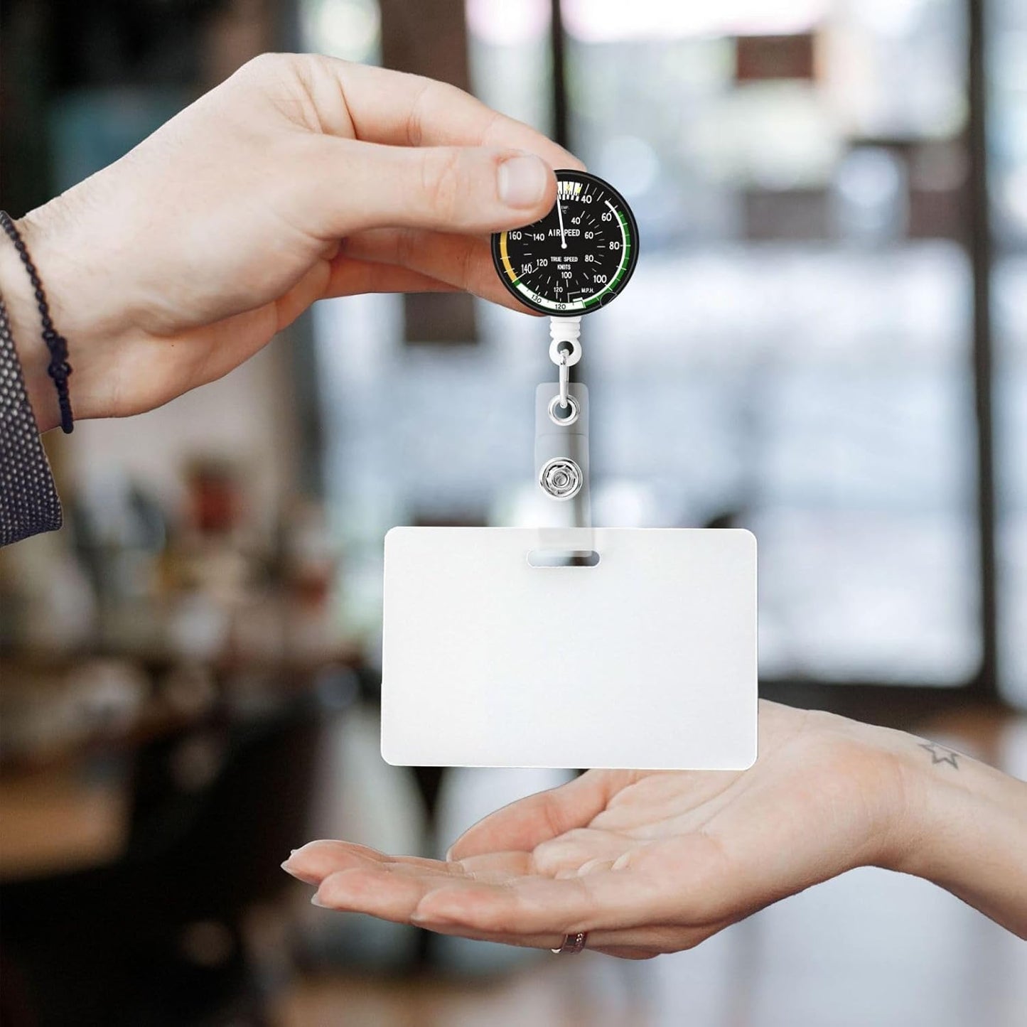 Airplane Aircraft Speedometer Badge Reels Pilot Flight Retractable Badge Holder with Clip for Id Name Tag Office Worker Student Teacher Nurse Doctor