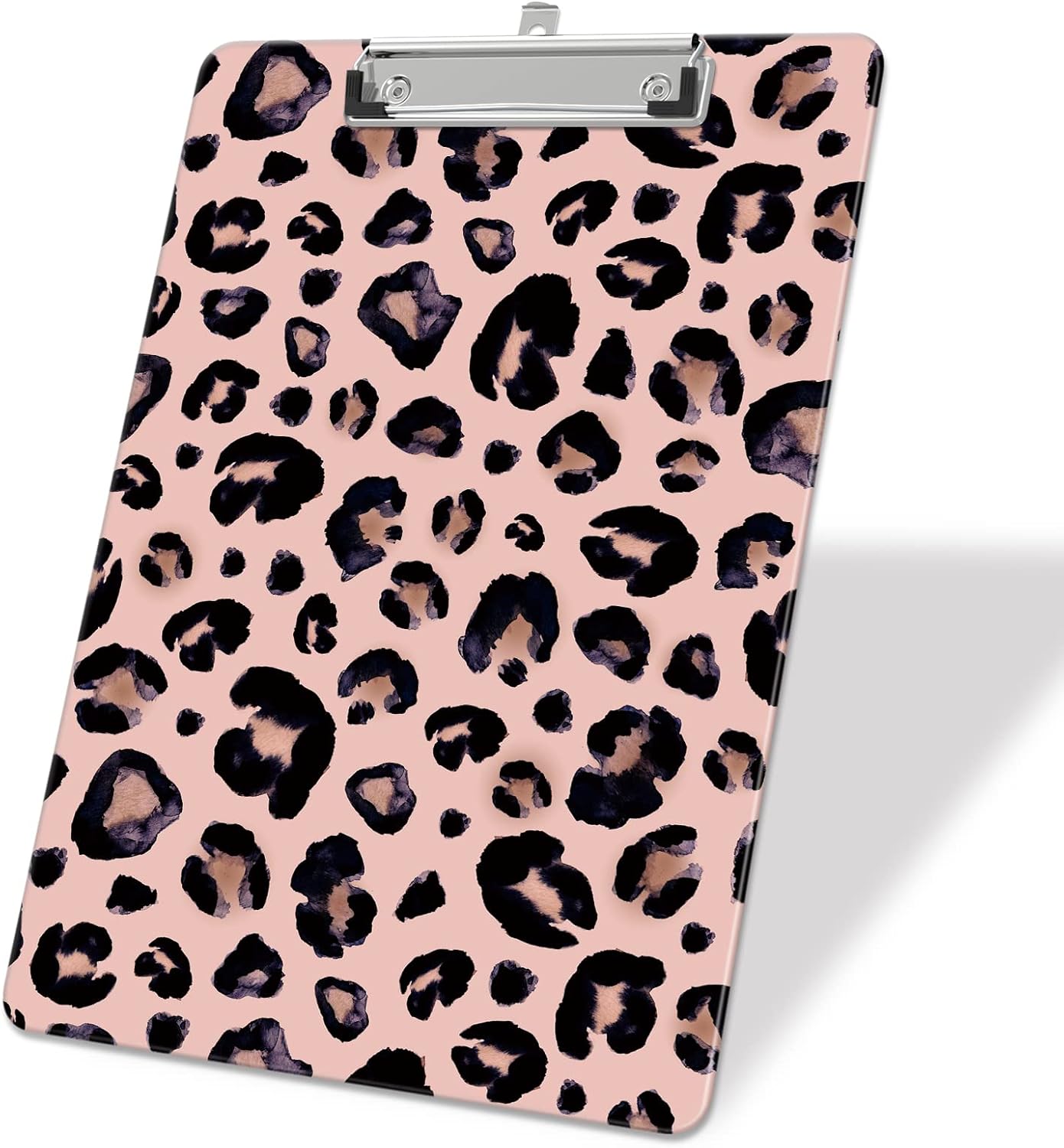 Plastic A4 Clipboards, Cute Clip Board Stardard Letter Size 9 x 12.5 in, Office Decorative for Students Women Men and Kids, Leopard