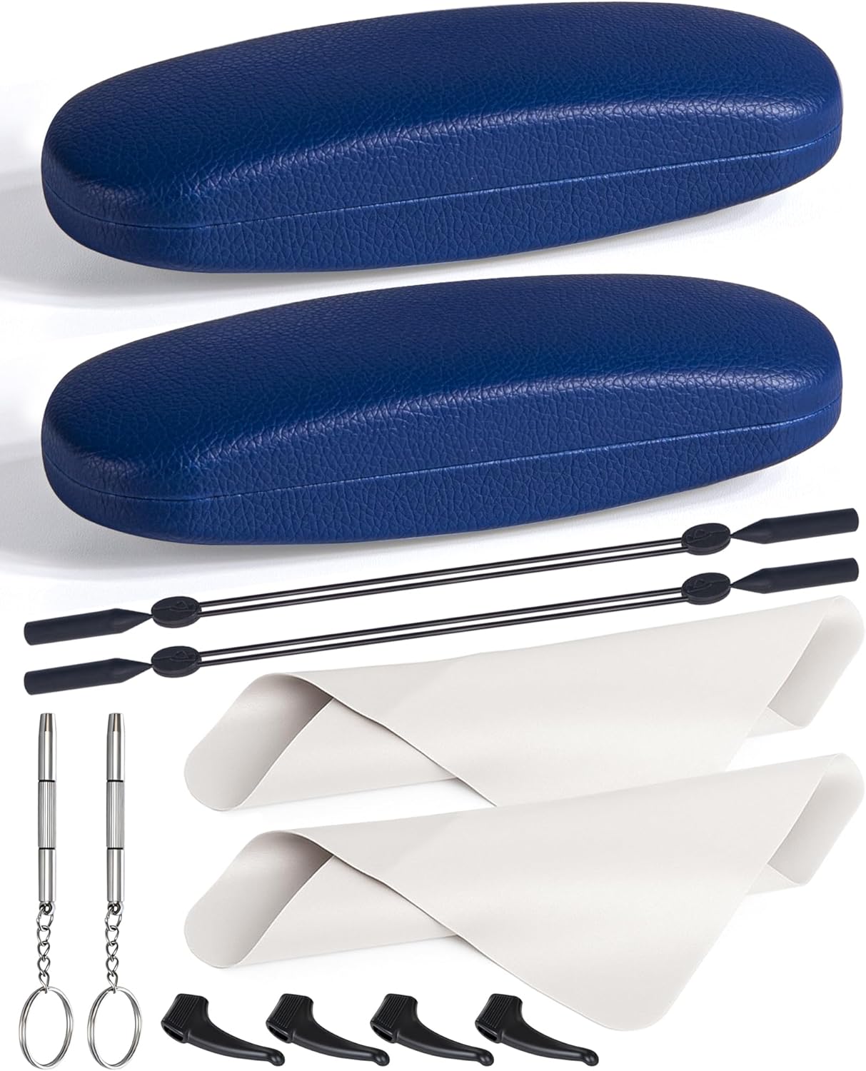 RayLove Glasses Case, Unisex Hard Shell Eyeglass Case, PU Leather Protective Hard Eye Glasses Cases with Eyewear Accessories