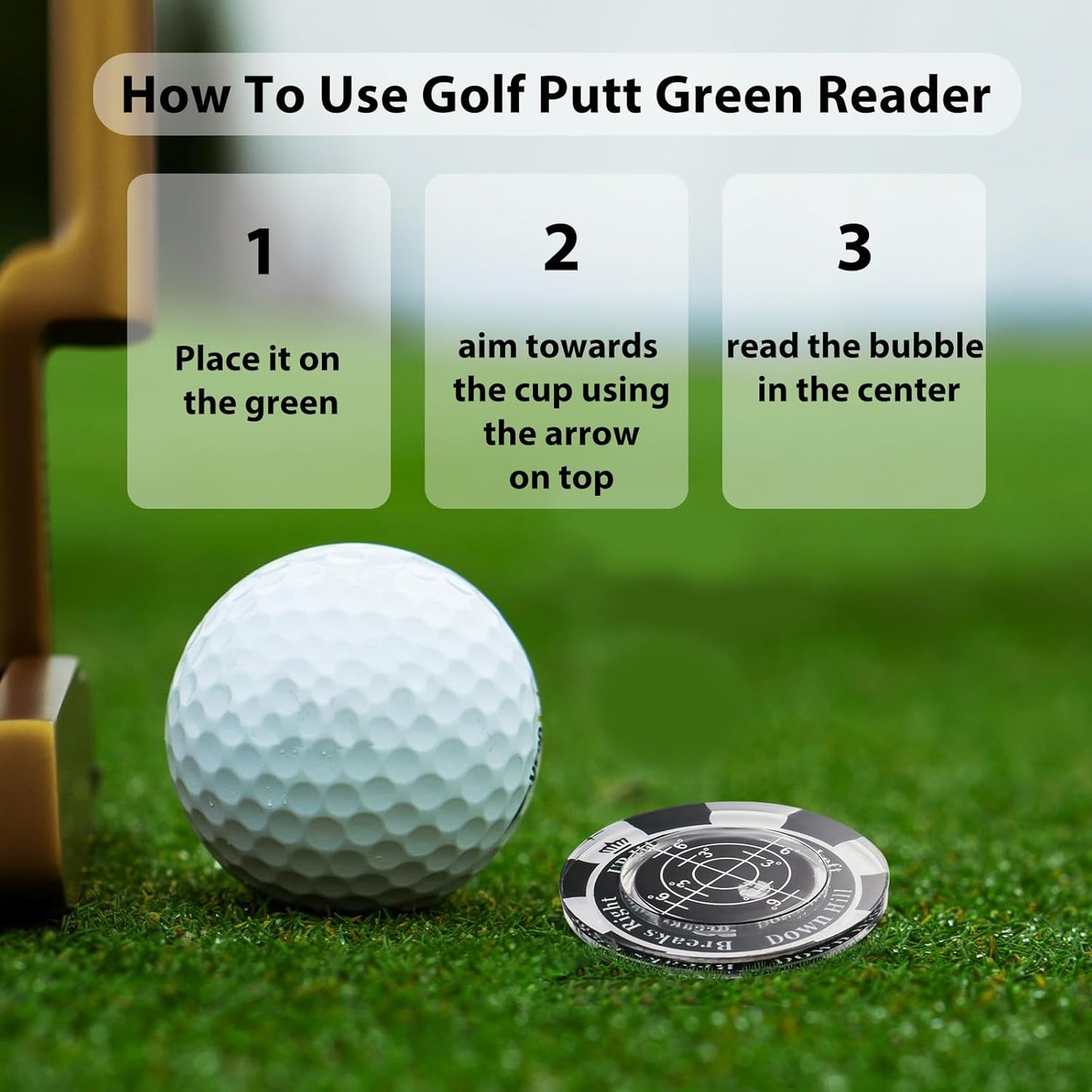 1 Pack 360° Triple Line Golf Ball Marker，Golf Ball Line Marker Tool，Golf Ball Marker Stencil，Alignment Ball Marker，Golf Accessories