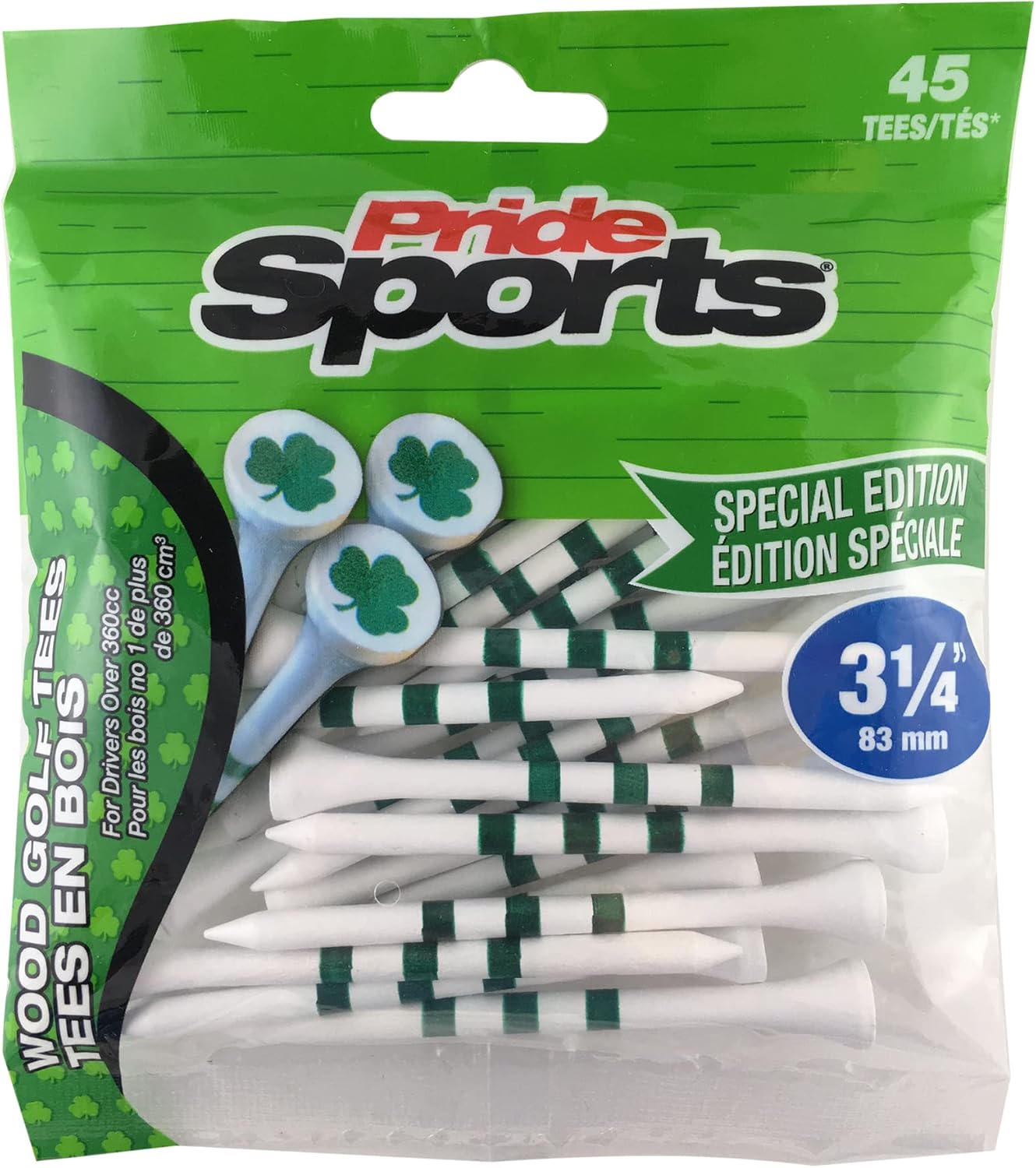 PrideSports 3-1/4" Shamrocks Tees, Green