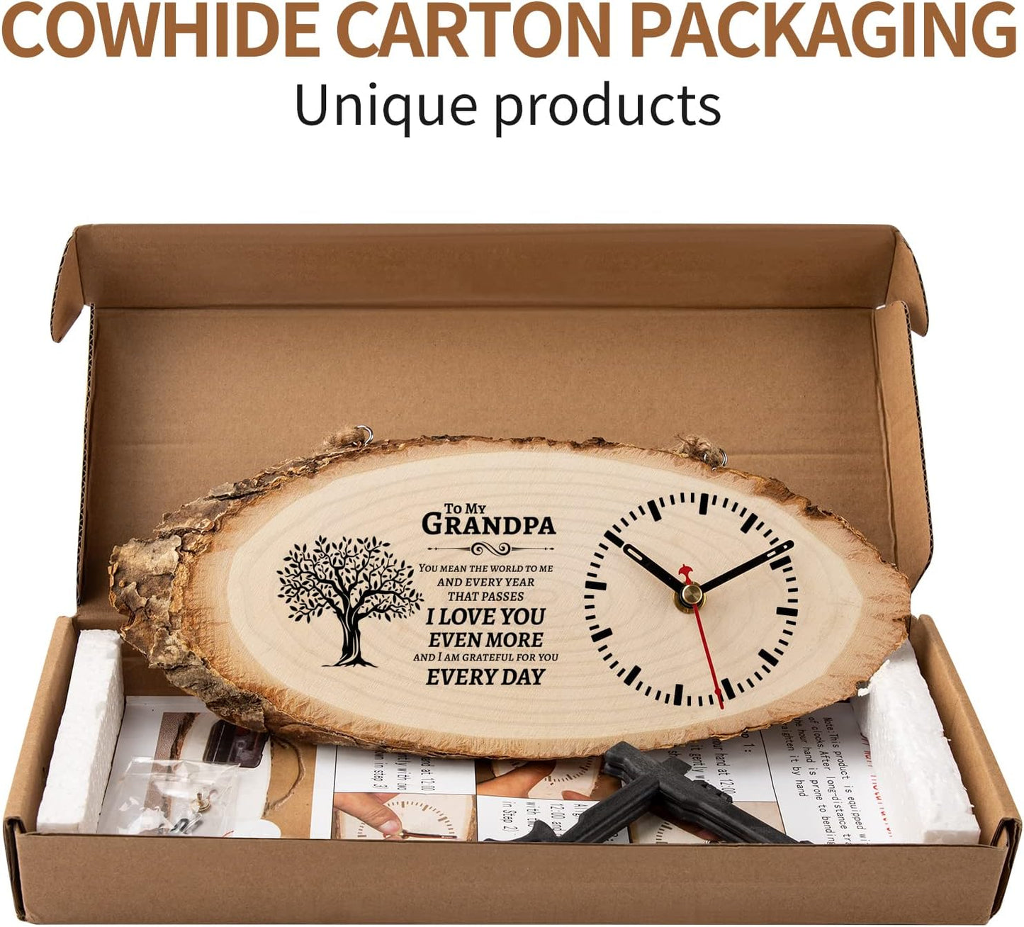 BeauGift Grandpa Gifts, Christmas Wooden Clock Birthday Gifts for Granddad from Grandkid Grandson Best Grandfather Ever Gifts to My Gramps Pops Opa Granddaddy