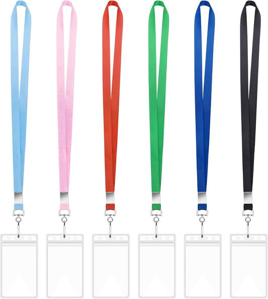 6 Pack Cruise Lanyard with ID Card Holder, Durable Lanyard with Waterproof ID Badge Holder Cruise Lanyards for ID Badges Ship Cards Carnival Sail Keys (6 Colors)