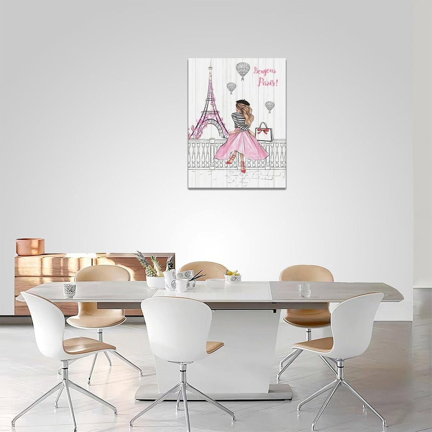 Pink Eiffel Tower Wall Art Romantic Paris Fashion Women Canvas Wall Decor Butterfly Eiffel Tower Picture Painting Print Modern Atwork For Girls Women Room Bathroom Office Framed Ready to Hang 20"x24"