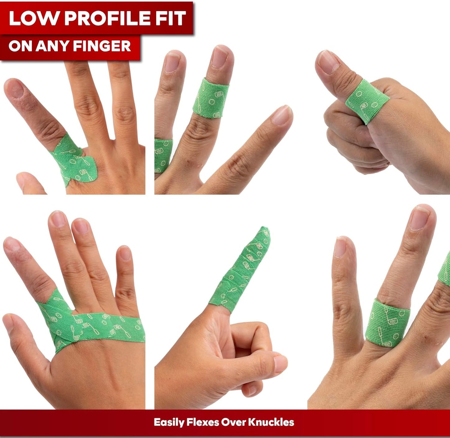 XFasten Golf Tape for Fingers Precut Strips - Waterproof Golf Finger Tape Grip, Athletic Blister Protection Sports Wrap Strips, 4-Way Stretch, Soft-Edged, Sweatproof, and Residue-Free