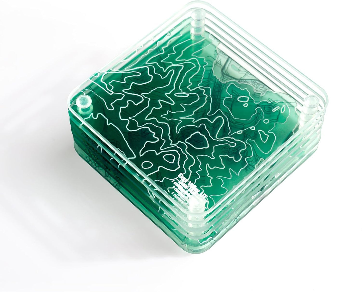 Deer Valley, UT 3D Contour Map Glass Drink Coasters of Mountains, Ski Resort, Set of 6 with Holder, Housewarming Birthday Gifts, Home Decor