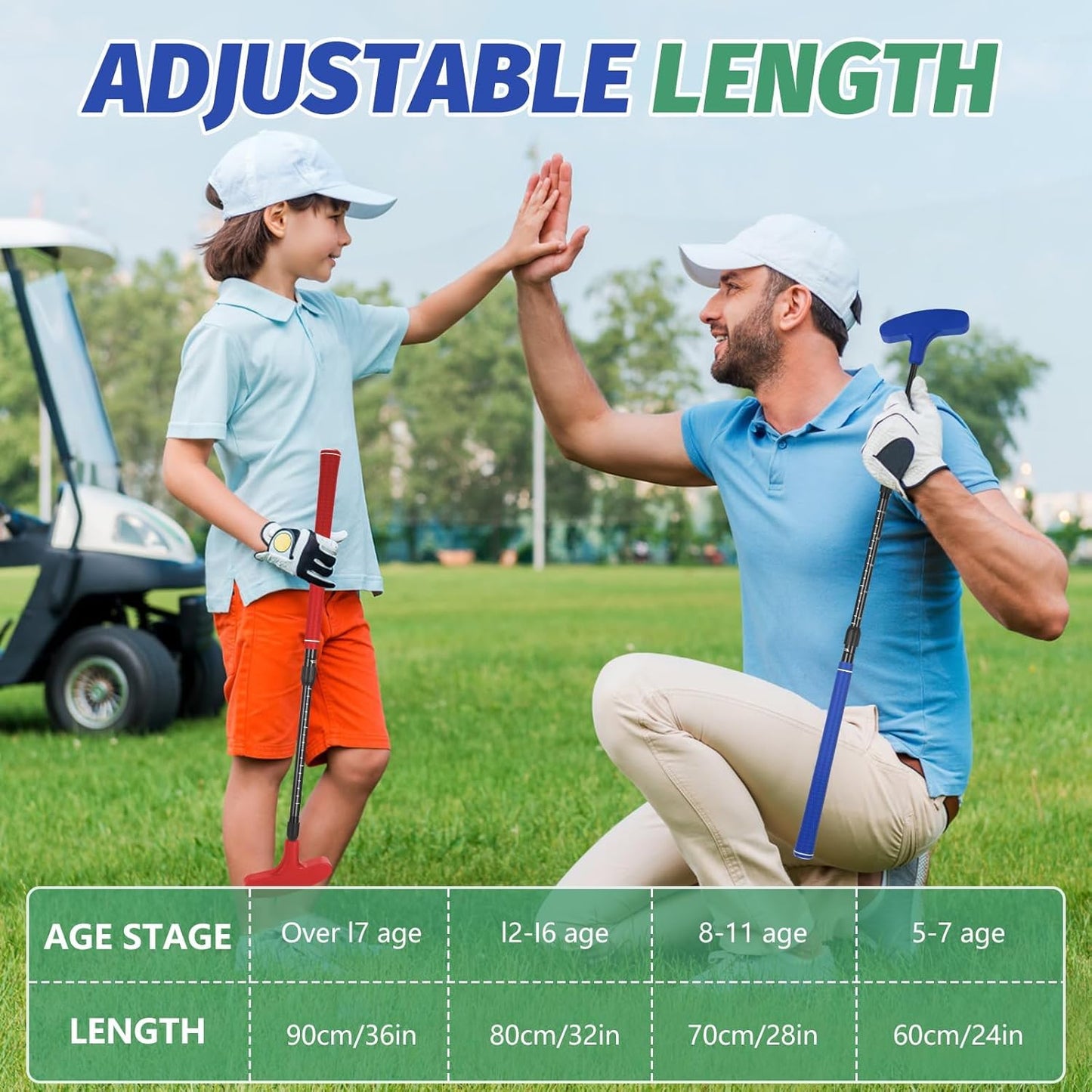 Golf Putter, 2 Pack Golf Putters for Men & Women Two-Way Mini Putter Right or Left Handed Golfers Adjustable Training Club Golf Set with 2 Balls & 2 Flag Cups for Kids,Teenagers, Adults, Blue & Red