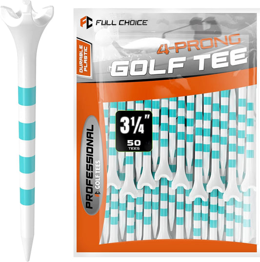 Professional Plastic Golf Tees 100 Pack (3-1/4" or 2-3/4"), Enhanced Durability & Stability, Engineered to Minimize Friction and Side Spin