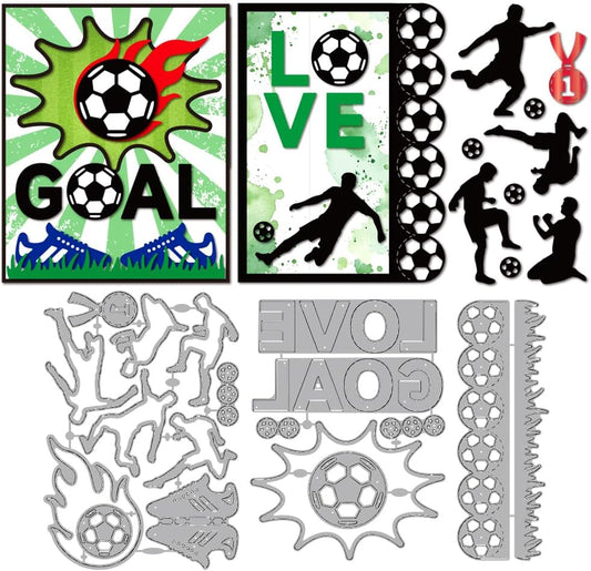 MAYJOYDIY Soccer Player Metal Die Cuts Love Goal Medal Cutting Dies Stencil Sports Sneakers Embossing Scrapbooking Cuts Template for DIY Scrapbooking Craft Card Making Album Gift Decor
