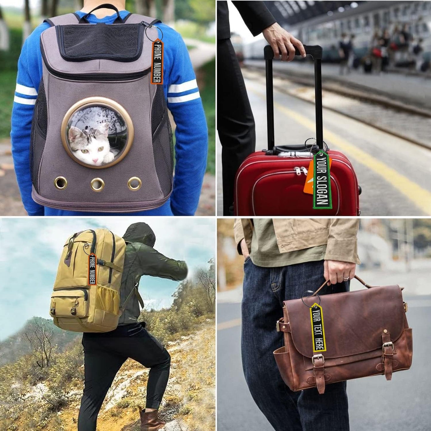 silkmilk Personalized Luggage Tag, Customized Travel Suitcases Labels Tags with Stainless Steel Loop for Luggage ,Crate ,Belt ,Key for Men Women Kids Girls Travel