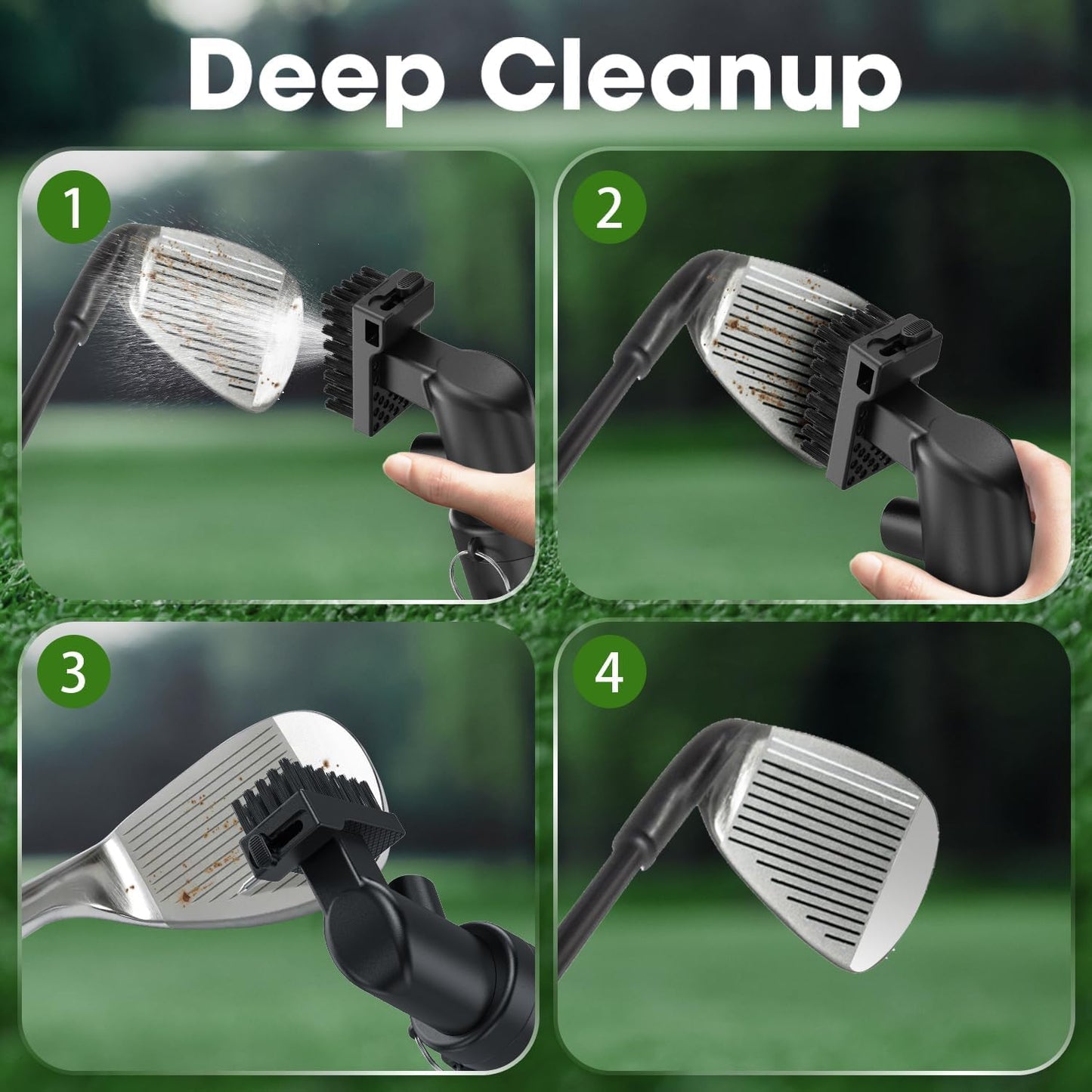 4oz Golf Club Cleaner - Pro Golf Club Brush and Golf Cleaning Bag with Clean Face Liner & Dry Exterior, Ergonomic Trigger, Groove Cleaner & Retainer Clip, Essentials Golf Accessories