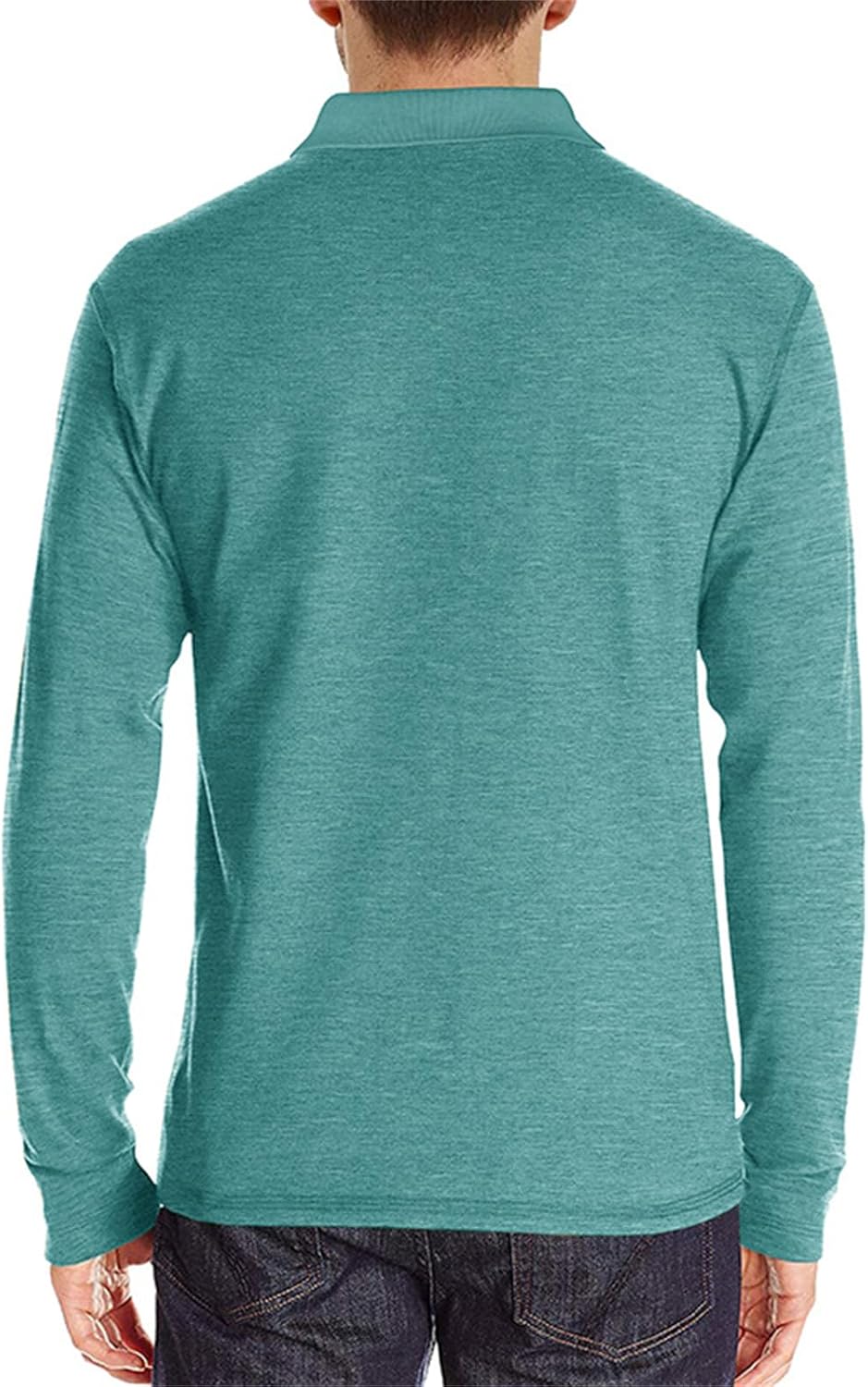 Mens Long Sleeve Polo Shirts Casual Moisture Wicking Golf Polo Shirts with Pocket