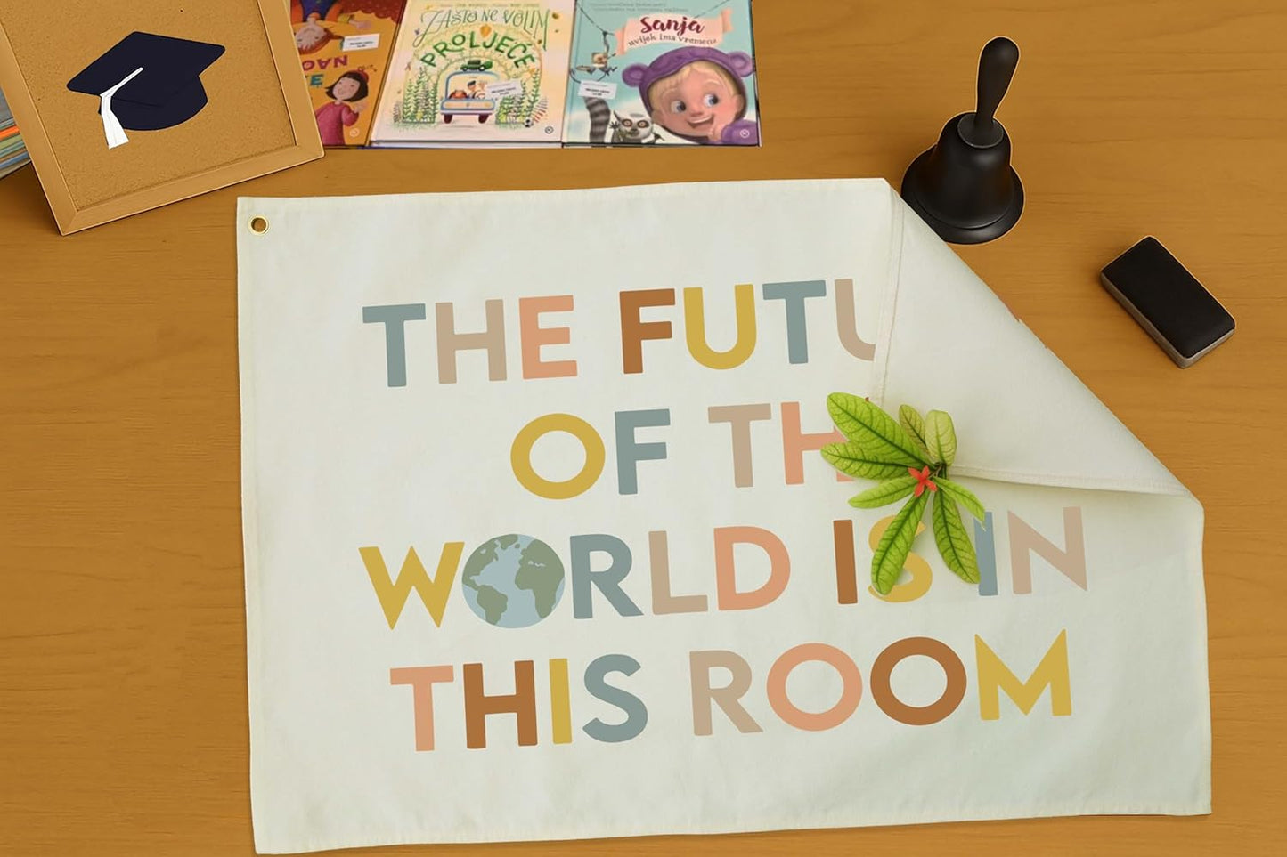 Classroom Wall Decor Poster-Teacher Gift-Inspirational Classroom Decor-Rectangle Banner Flag Wall Decoration-Positive Motivational Quote-the Future of the World is in This Room-28.5"L×20"W