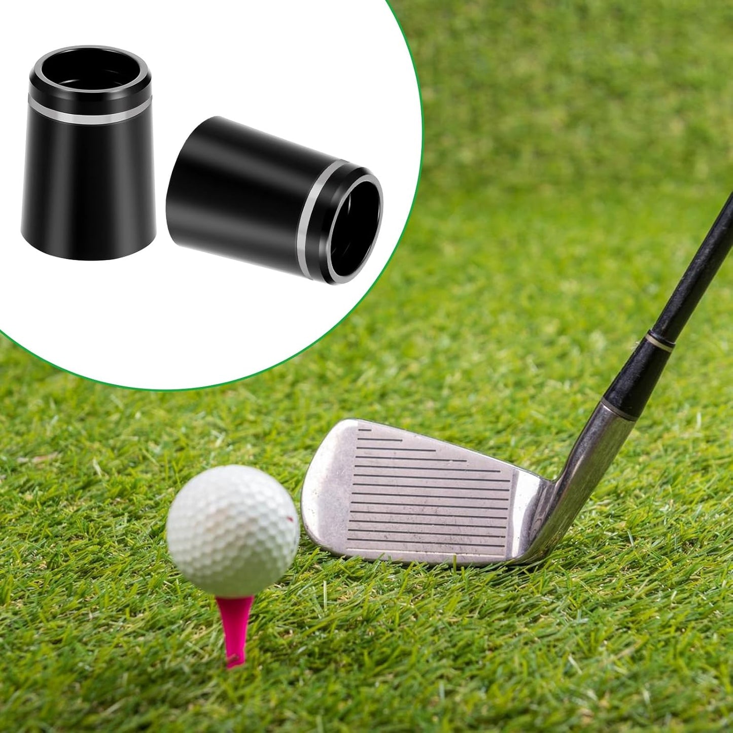 Black Golf Ferrules Compatible with Irons, 12 Pcs 0.335 Inch Tip Irons Shaft Golf Club Shafts Sleeve Adapter Black Golfs Iron ferrules with Single Silver Ring for All Iron Shaft