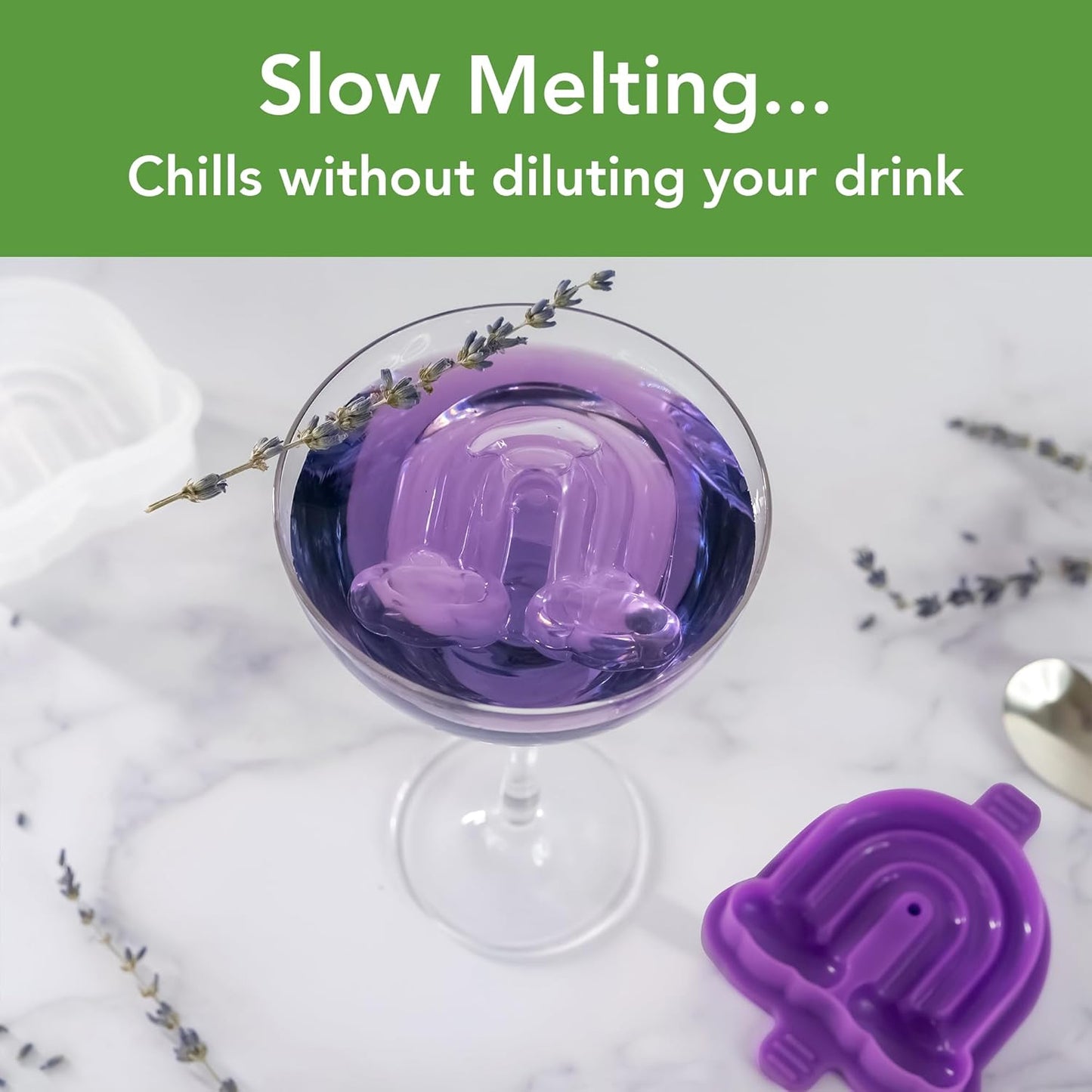 Tovolo Rainbow Shaped Ice Cubes Mold Pack of 2 Large Craft Ice Molds for Whiskey Bourbon Cocktails, Easy Fill No Leak Silicone Ice Molds Rainbow Gift for Adults Stackable Dishwasher Safe BPA Free