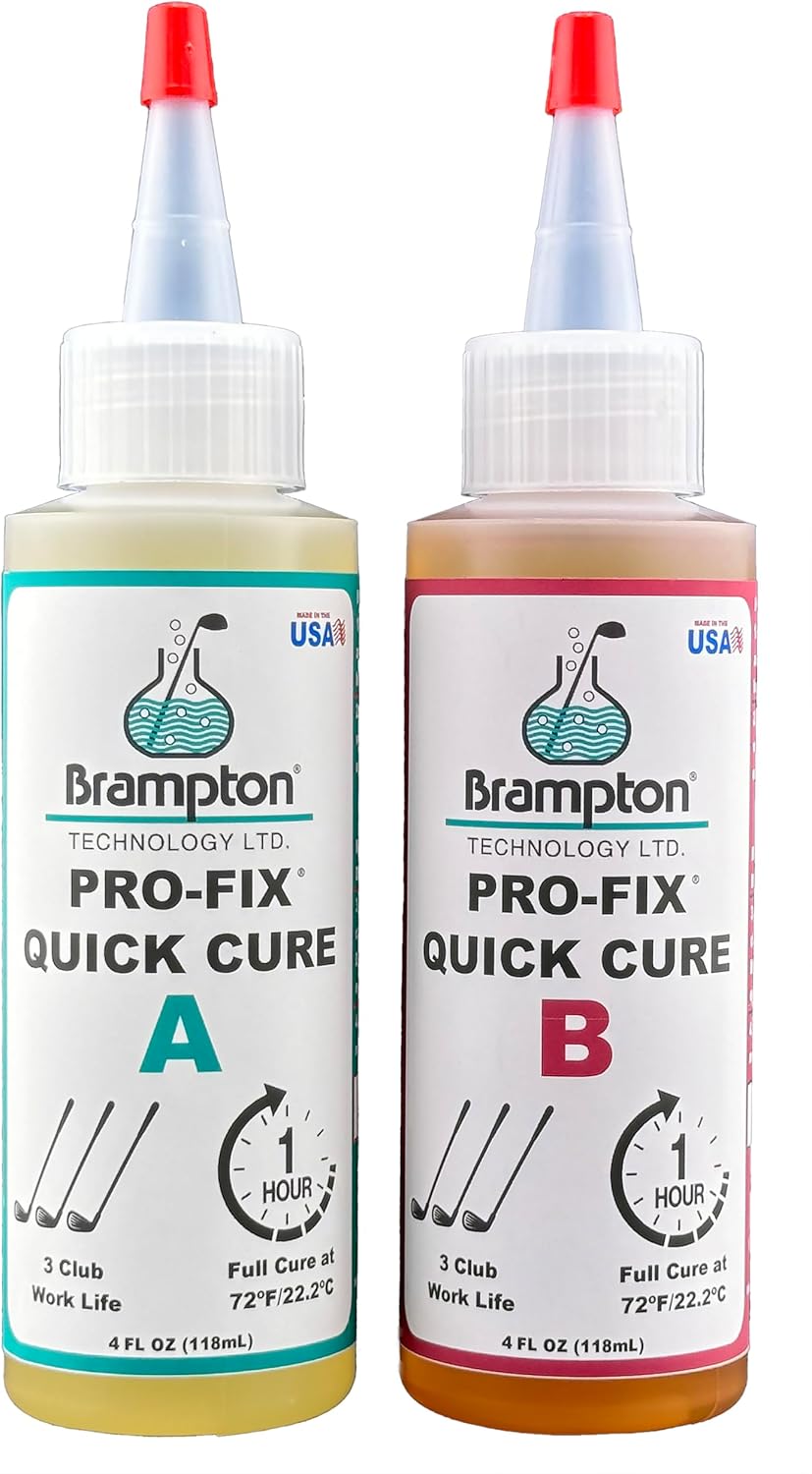 Brampton PRO-FIX Quick Cure Golf Epoxy, 5-Min Work Life, 1 Hour Full Cure, Extra Strength, Impact Resistant, 2-Part Epoxy Glue Kit for Golf Clubs, Shafts, Heads, Drivers, Putters, Easy 1:1 Mix