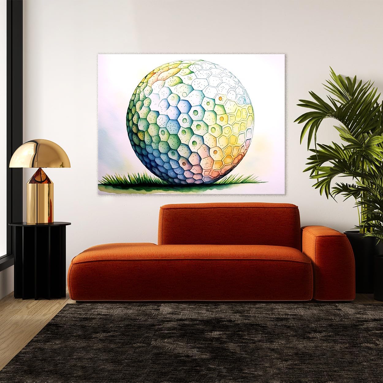 Sense Canvas Golf Ball Watercolor 27 Canvas Art - Home Decor Wall Art Print Poster Painting Medium 24x18 / 1.5"