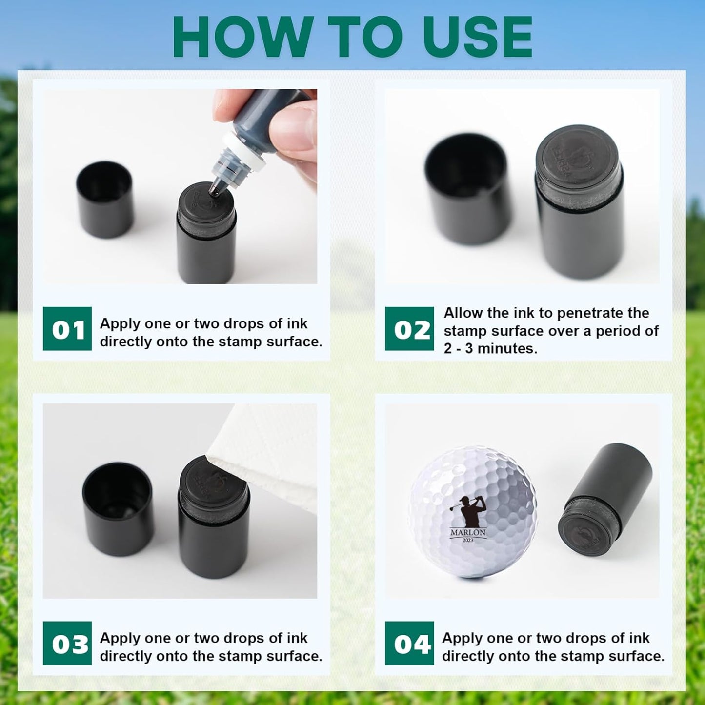 Custom Golf Ball Stamp - Personalized Golf Ball Markers with Ink, Waterproof Golf Stamper Mark, Customize Your Own Logo on Golf Balls, Golf Accessories Customized Gifts for Father Men Golfers