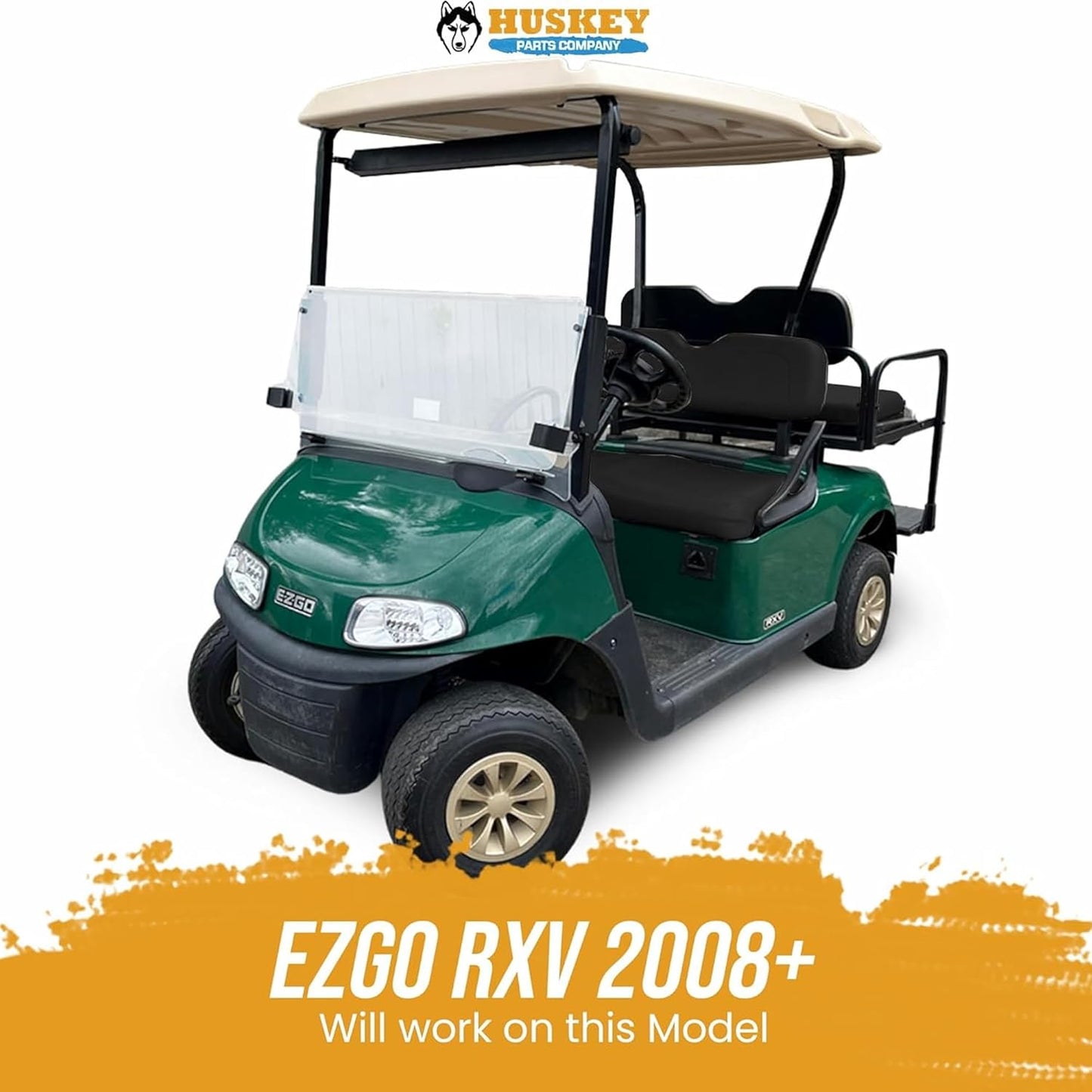 Huskey Parts Company Golf Cart Seat Cushion Black Color Front Bottom Seat for EZGO RXV 2008 and Up, Golf Cart Front Seat Replacement with Mounting Hardware